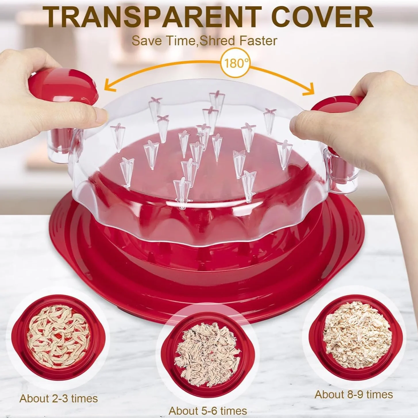 Broyeur de poulet Twist avec couvercle transparent - Broyeur de viande - Poignée ergonomique