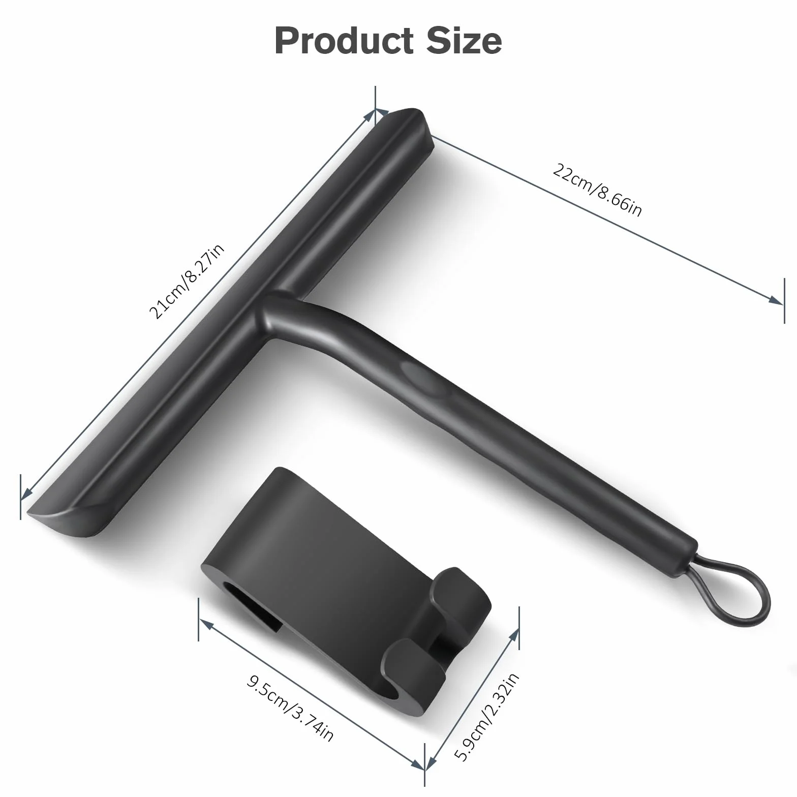 Raclette de Douche Sans Traces 21cm Noir pour Porte en Verre Salle de Bain