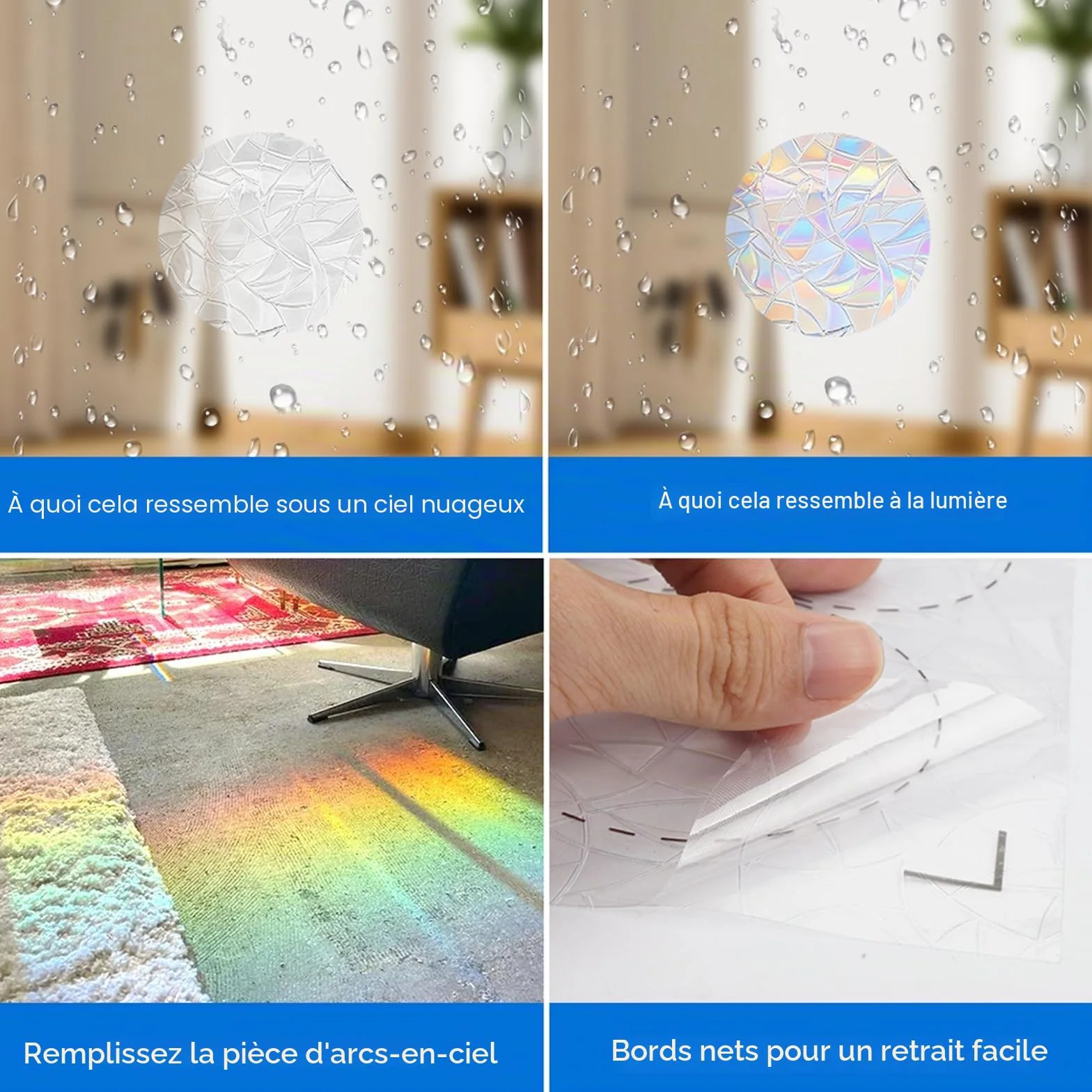 Lot de 39 Stickers Suncatcher Anti-Collision Arc-en-Ciel Fenêtre Prism Autocollant Verre Décoration Lumineuse Maison Bureau