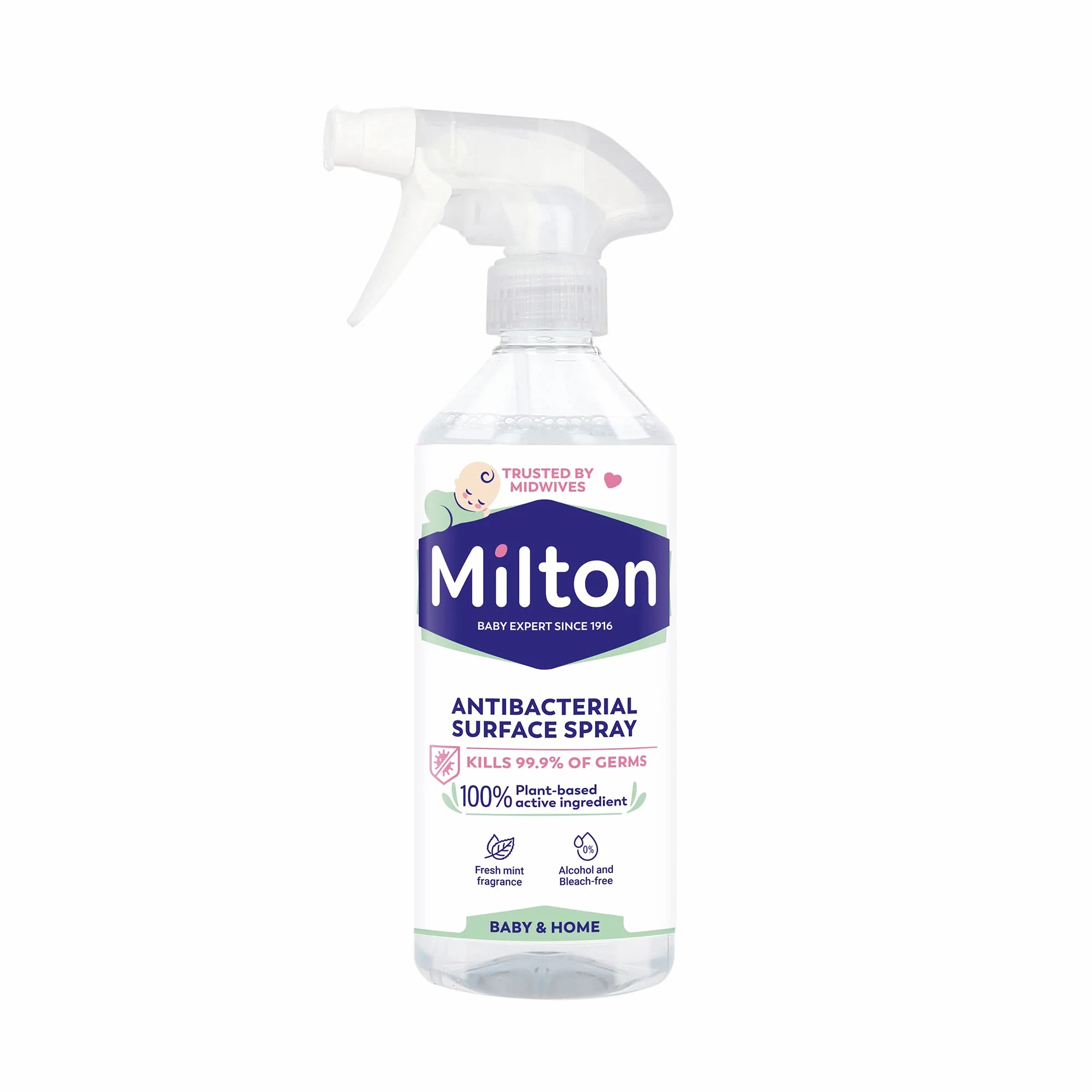 MILTON Nettoyant Désinfectant Multi Surfaces Spray 500ml Sans Javel Actif Végétale