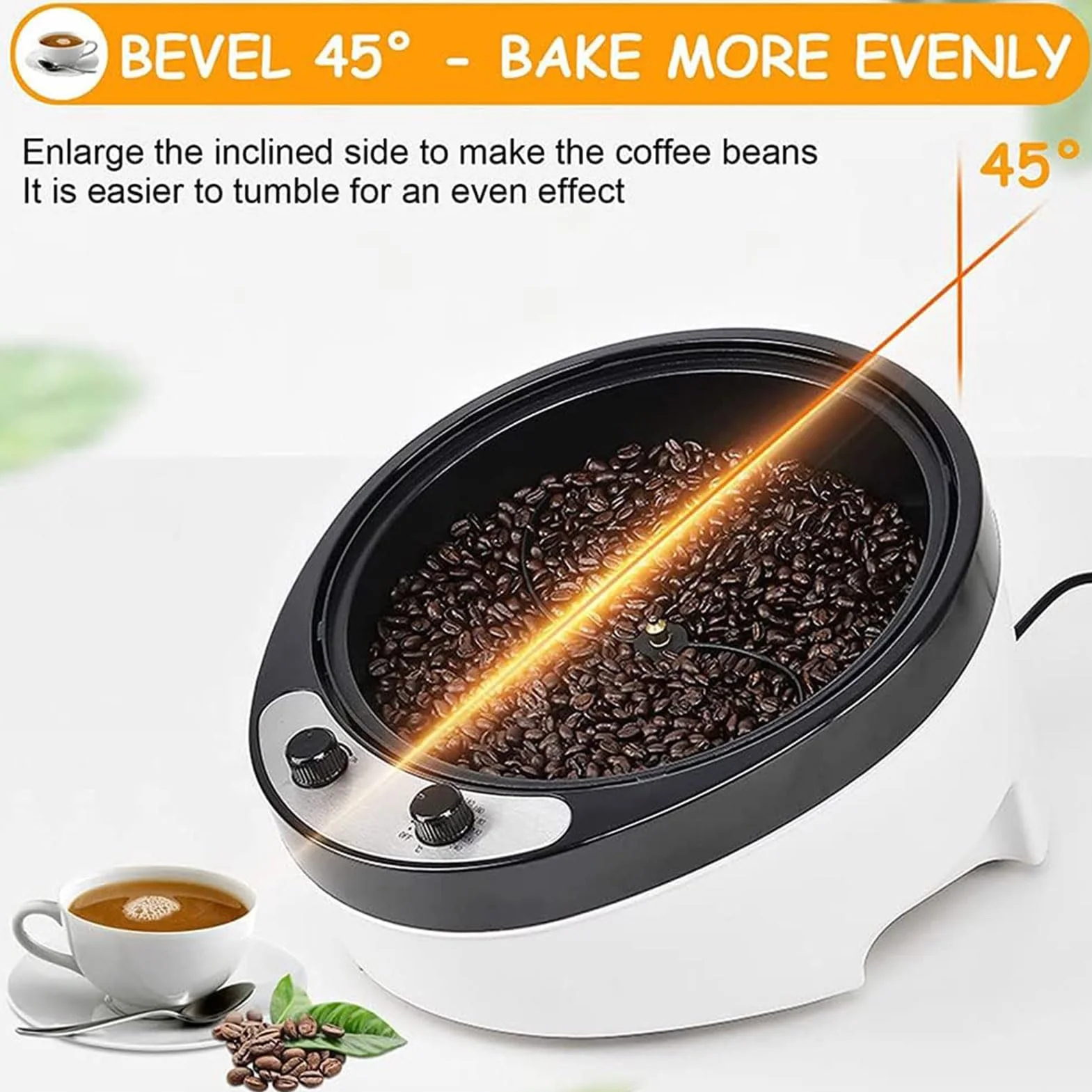 Torréfacteur électrique 1200 W Acier Inoxydable température réglable 0-240℃ pour café grains cacahuètes