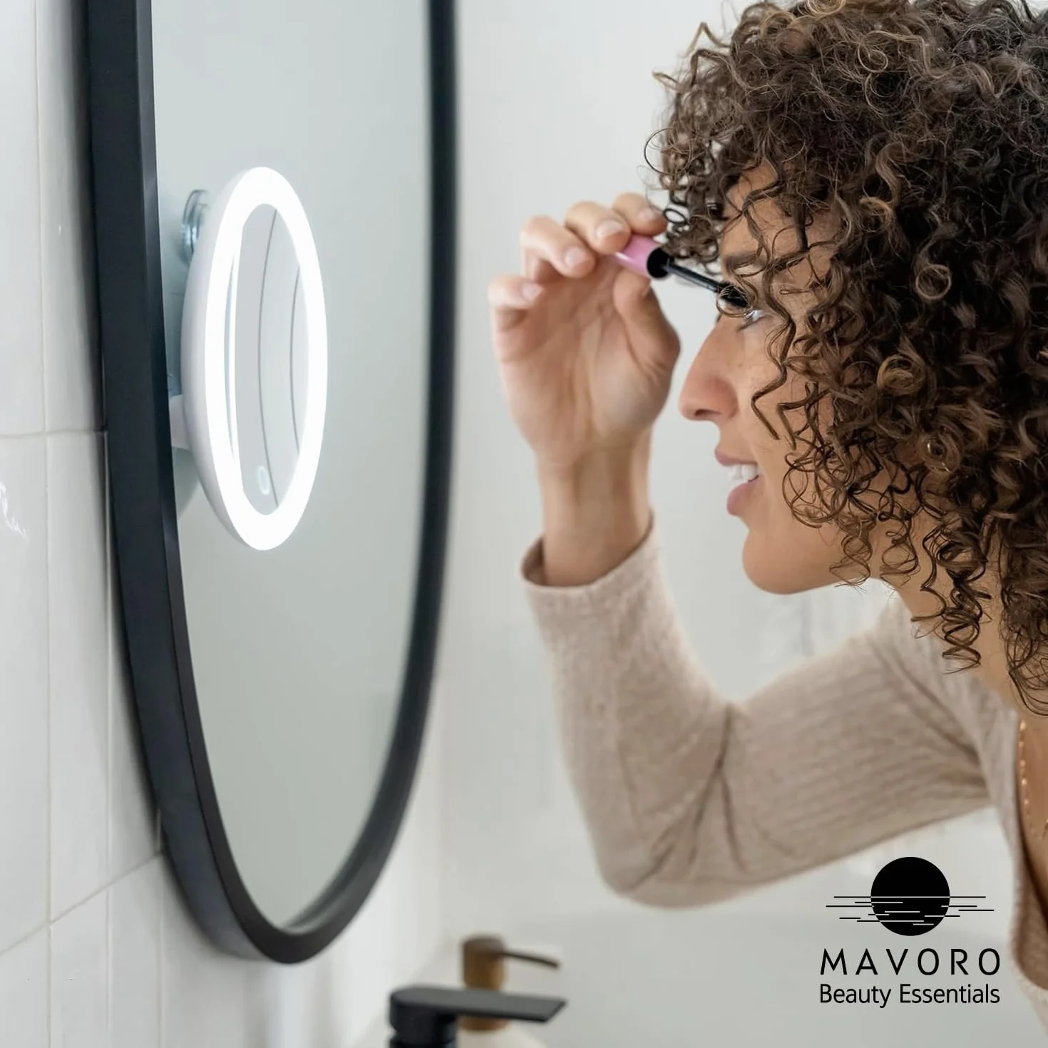 Mavoro Miroir Grossissant LED 17 cm 3 Ventouses