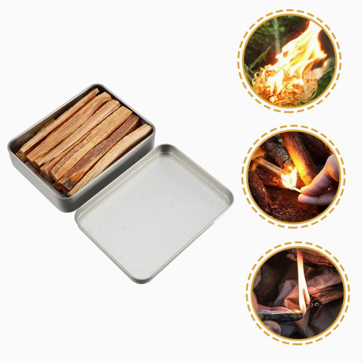 Allume-Bois 1 Set en Bois et Fer pour Camping Extérieur | Allume-feu à Bois, Bois D’allumage Séché au Four, Léger, Usage Survie et Barbecue en Plein Air