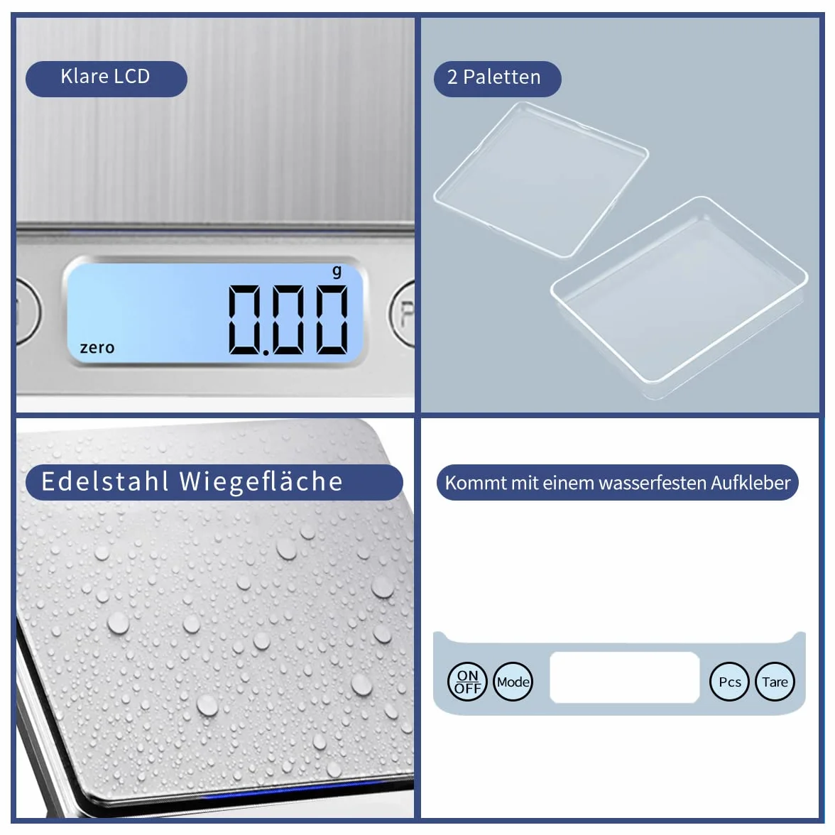 Balance de cuisine numérique de précision - Charge USB - 1 kg - 0,01 g - Haute précision - En acier inoxydable - Surface de pesée - Idéale pour bijoux, pièces de monnaie, poudre