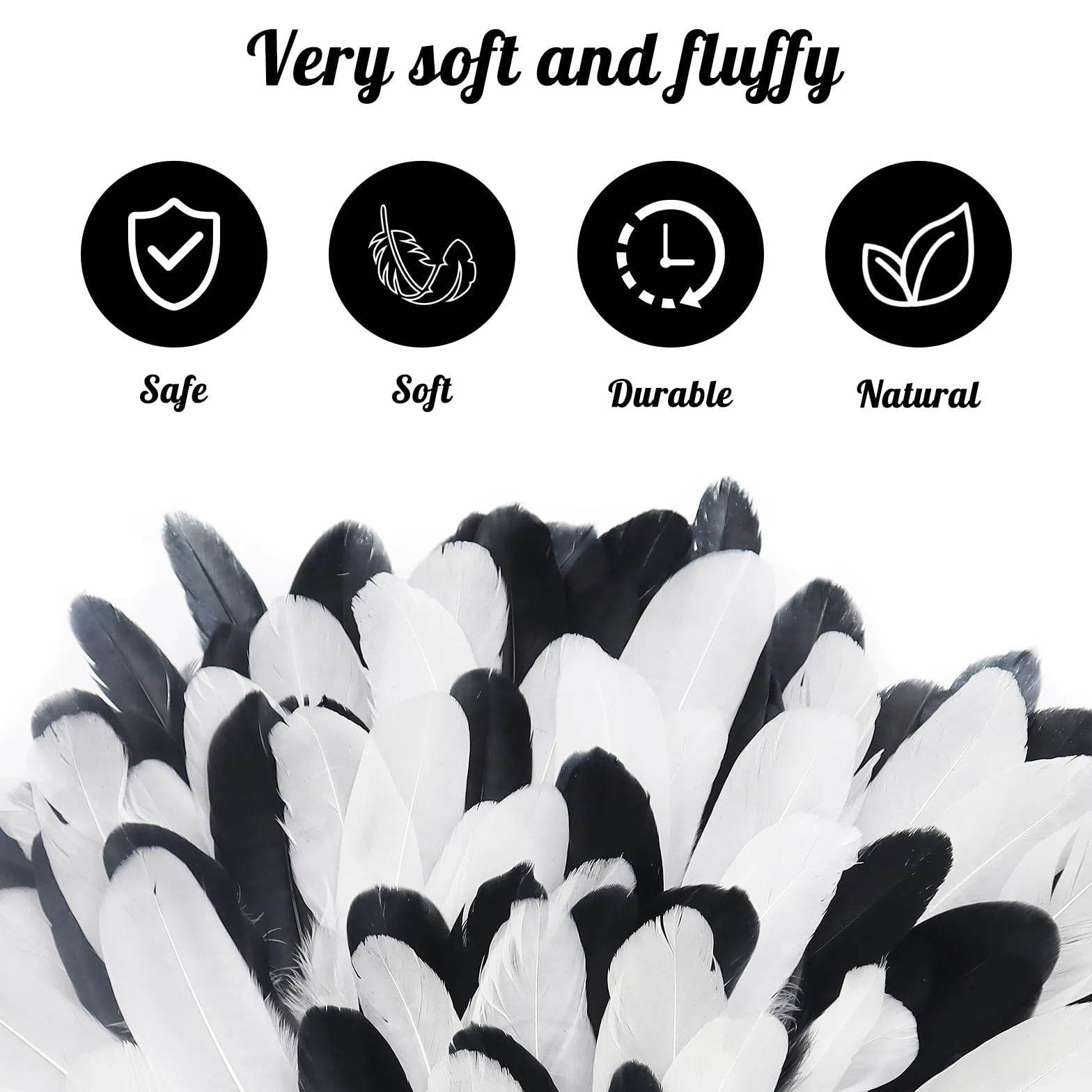 Plumes d'oie Naturelles Noires et Blanches Lot de 200 10-17 cm pour Attrape Rêves Mariages