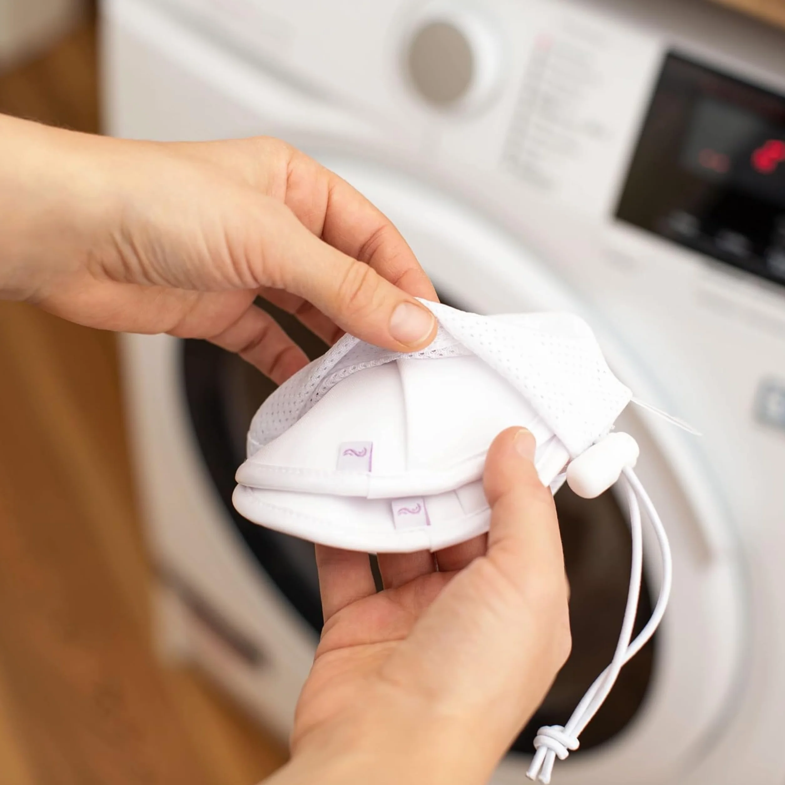 Coussinets d’Allaitement lavables 8 pcs Noyau Absorbant Fibres Naturelles Bambou réutilisables Filet à Linge Inclus