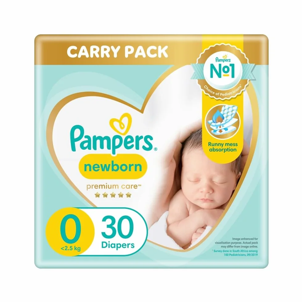 Pampers Premium Care Taille 0 30 couches 3 kg protection peaux sensibles