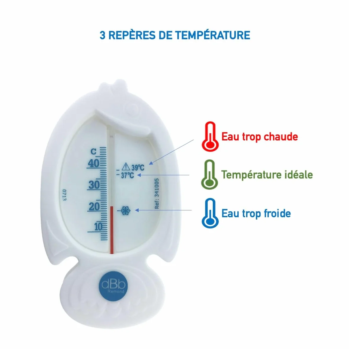 Thermomètre Bain Bébé Poisson Flottant Sans Mercure Blanc