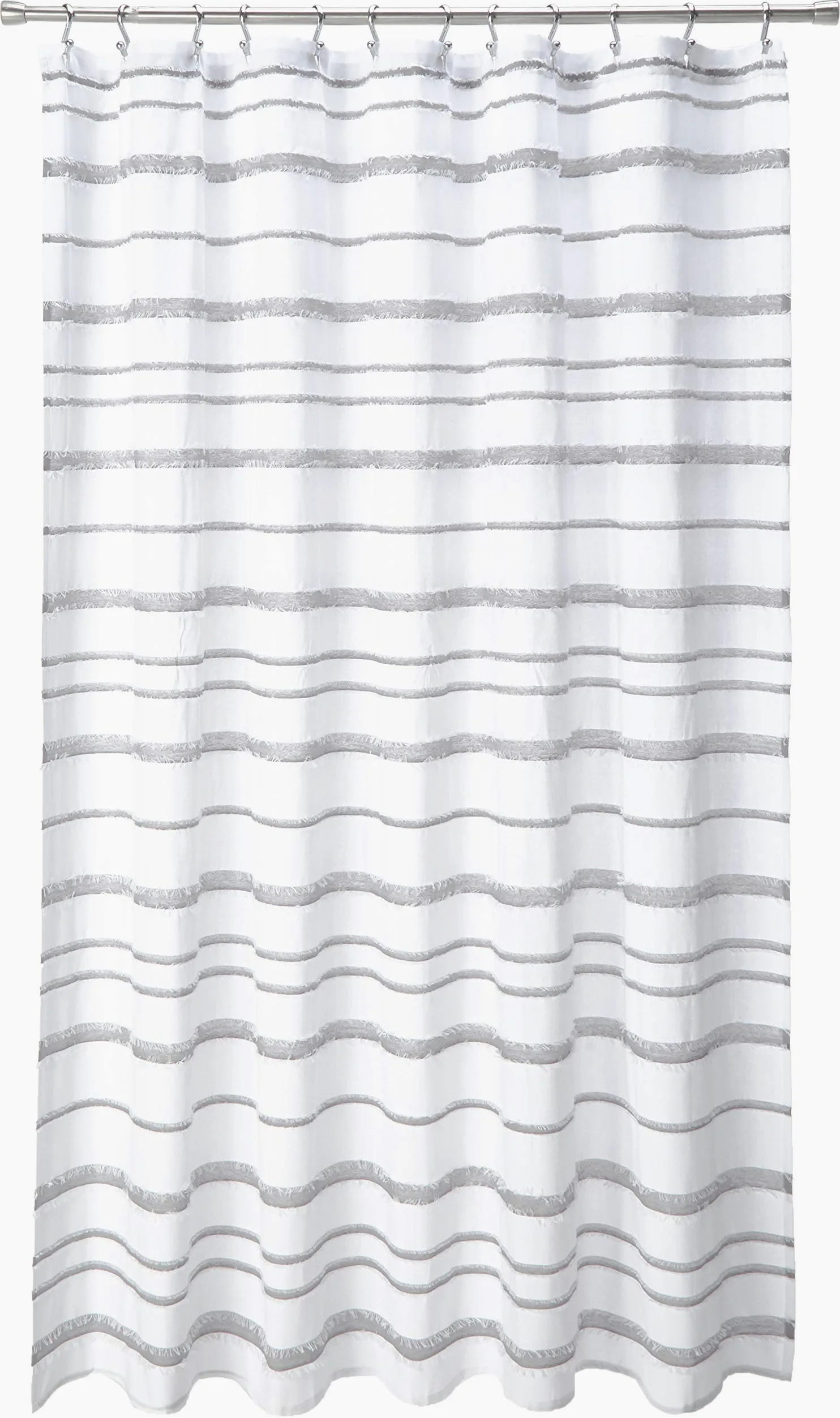 Lush Decor Rideau de Douche Jacquard avec Clip rayé Blanc et Gris 72 x 72 cm