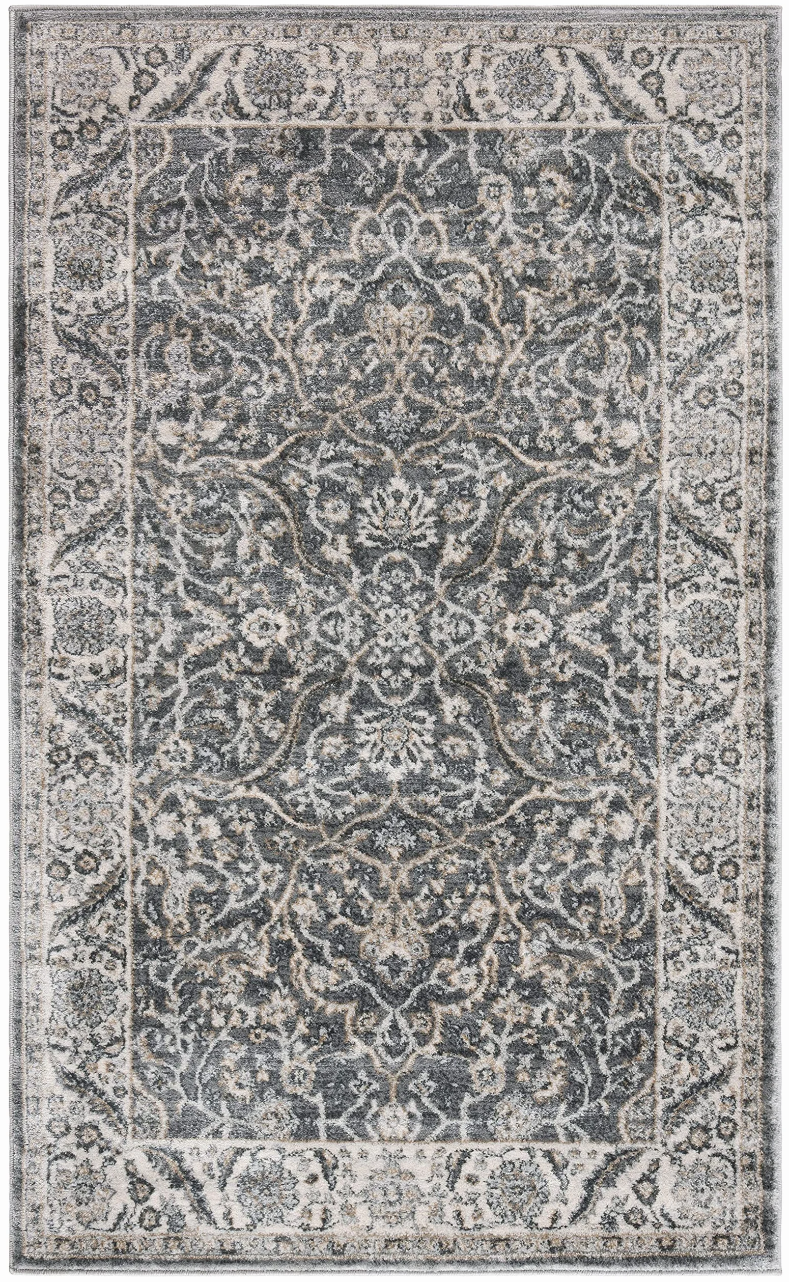 SAFAVIEH Tapis Traditionnel pour Salon, Salle à Manger, Chambre à Coucher - Isabella Collection, Tapis à Poil Court, Gris et Gris foncé, 122 X 183 cm