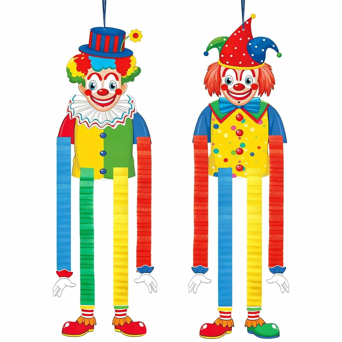 Bannières de Clown Décoration Murale Carnaval, 2 Pièces Suspendue en Papier pour Soirées à Thème Cirque