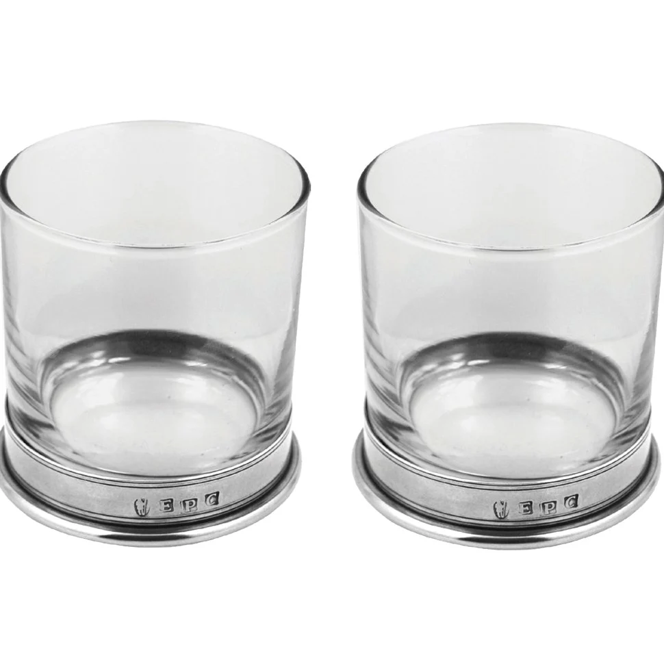 Verre à whisky English Pewter Company, serti de base en étain [VG006]
