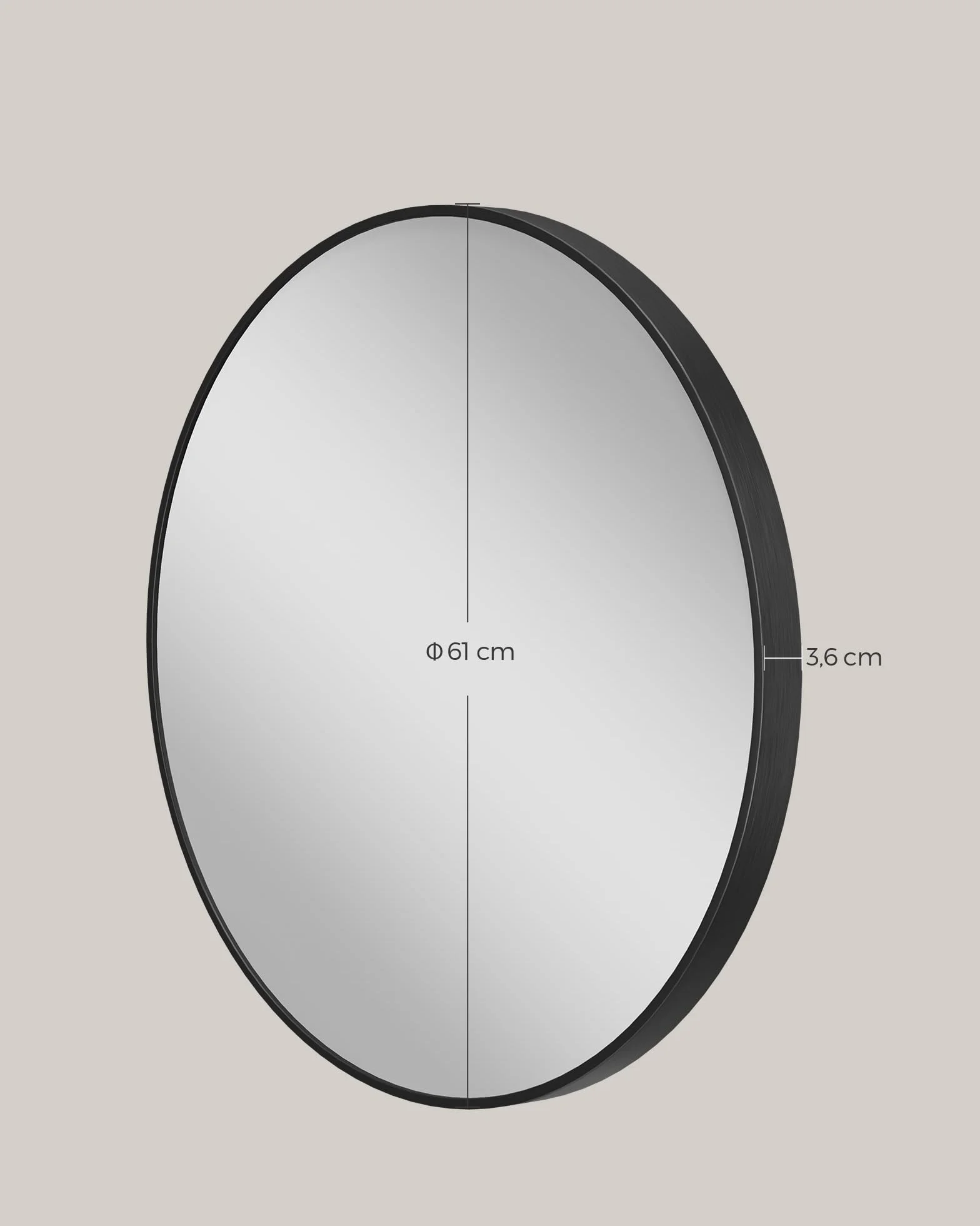 SONGMICS Miroir Rond Mural 61 cm Cadre en Métal Noir d'encre LWM102B01