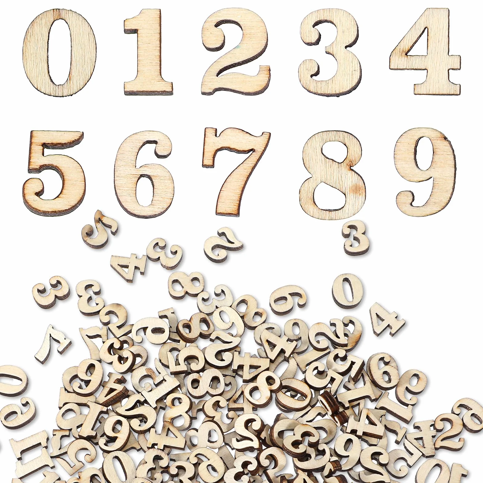 Lot de 200 petits chiffres en bois brut 1,5 cm pour bricolage décoration