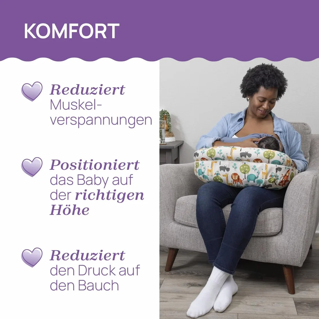 Boppy Coussin d'allaitement Deluxe pour Bébés 0+ Mois, Forme Ergonomique, Amovible et Lavable en Machine