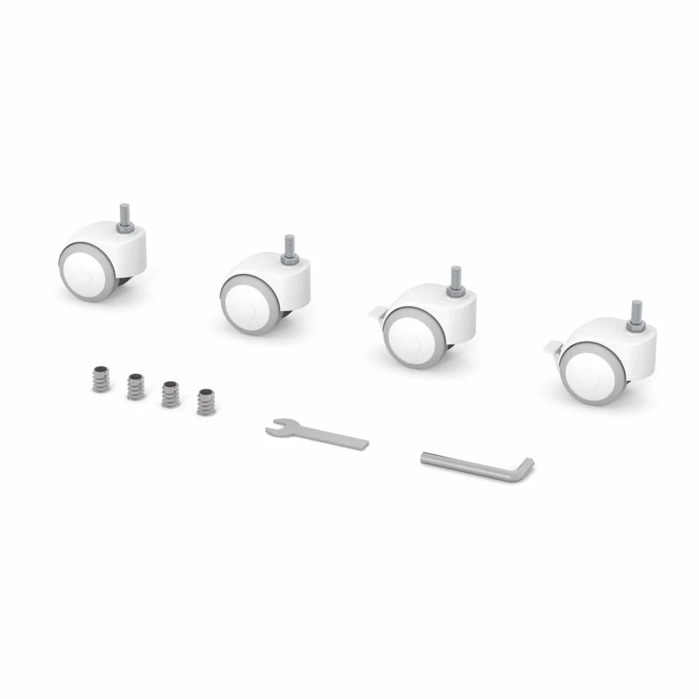 Veres Lot de 4 roulettes pivotantes pour lit de bébé Blanc