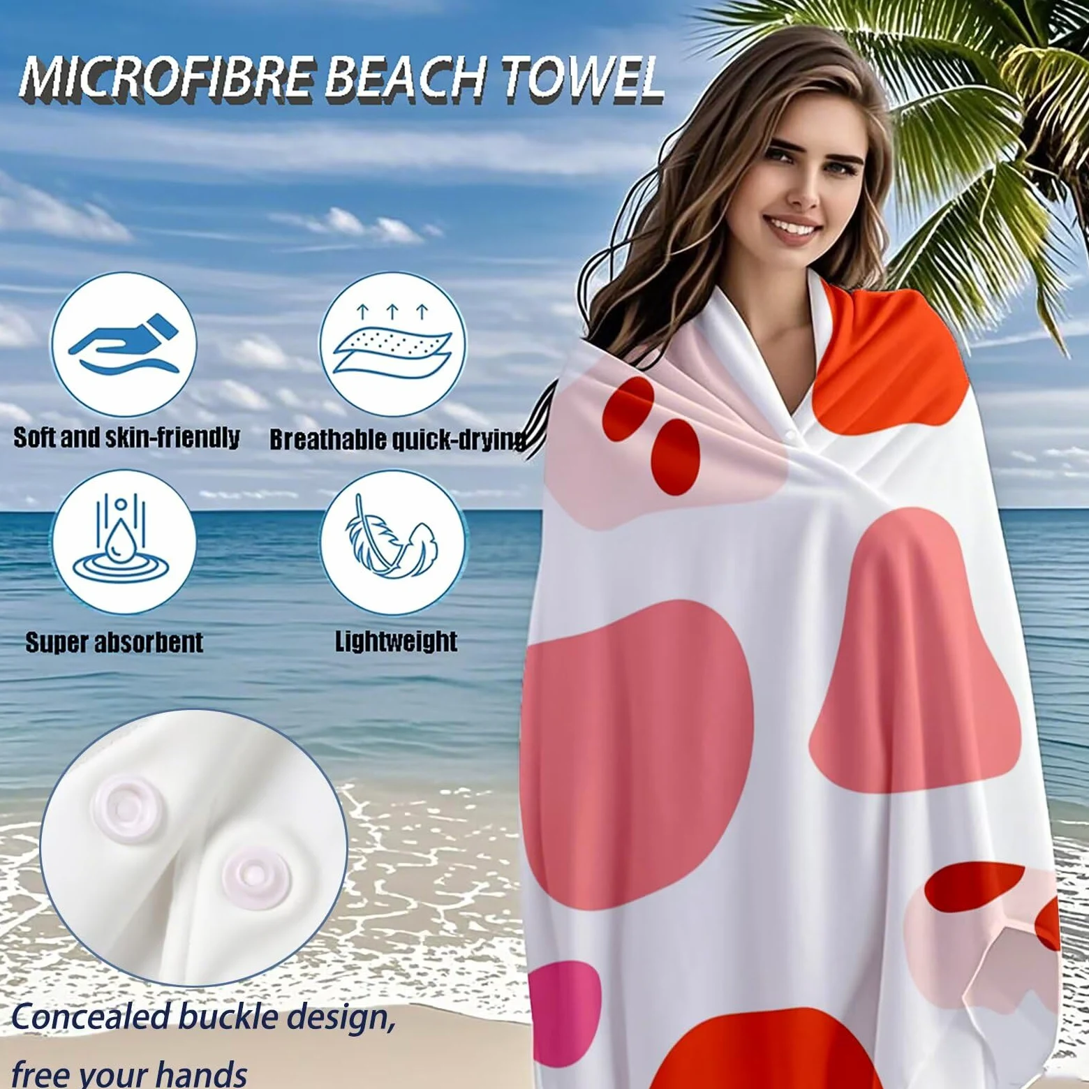 Serviette de Plage XXL 90x200,Rose Serviette Plage Microfibre avec Séchage Rapide, Anti-Sable, Absorbante Fonction Design pour Vacances Piscine Pique-Nique Voyages Yoga, Cadeau Femme 2 Pack Q-637