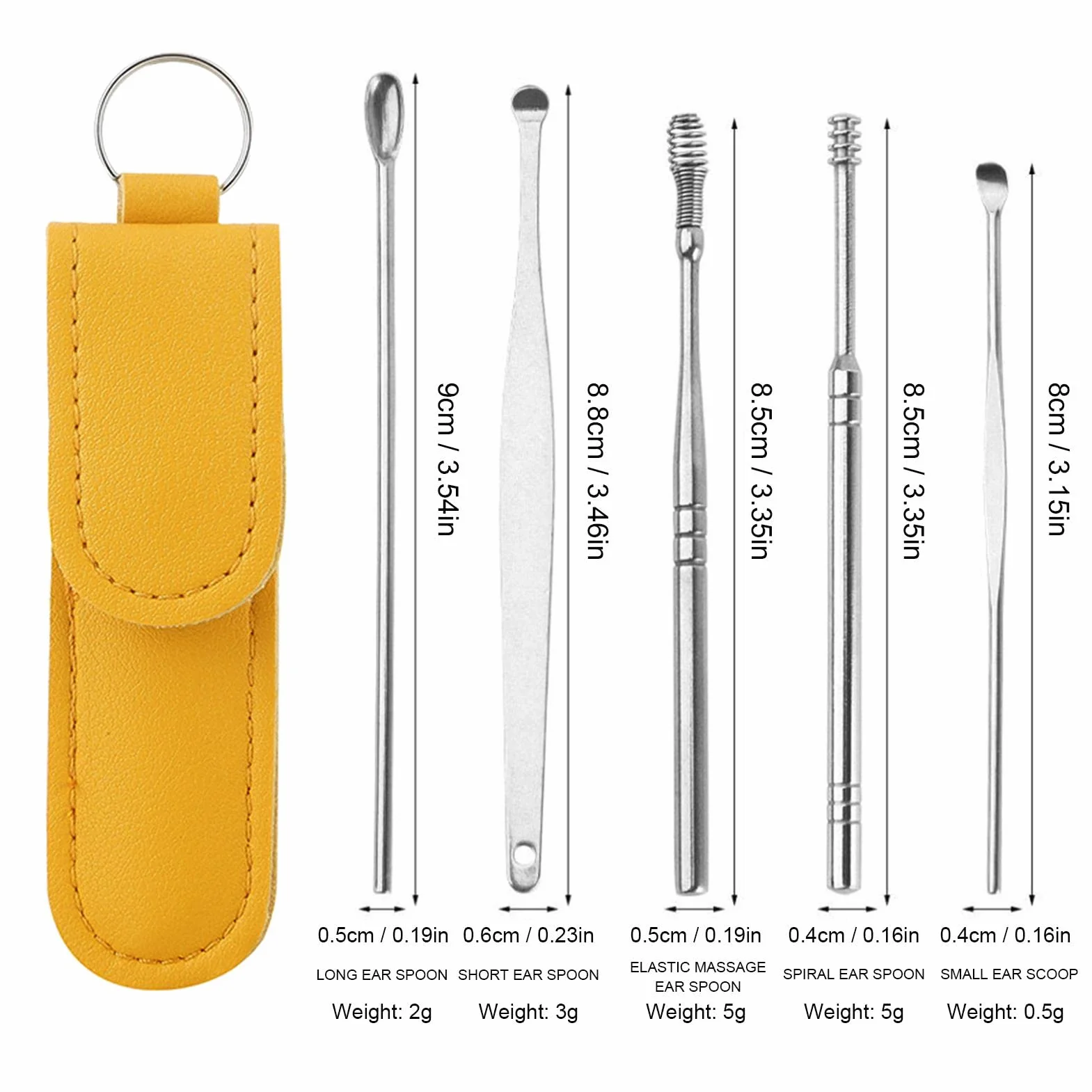 Retrait cérumen Ear Pick - Outil Retrait Cire d'oreille en Acier Inoxydable, Ensemble 6 Outils