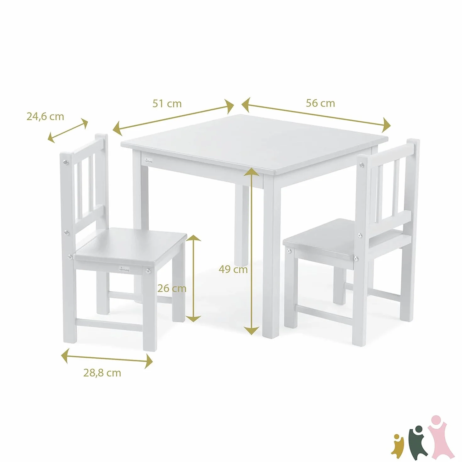 Geuther Ensemble Table et 2 Chaises pour Enfant Bois Haute Qualité Design Ergonomique Durable
