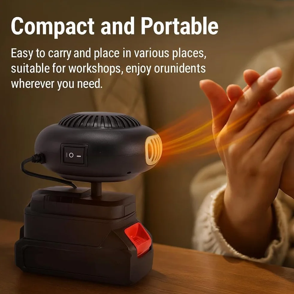 Battery Powered Car Heater, 2026 Portable Wireless Heater for Office, Indoor (15 Cells, 2 Batteries)
