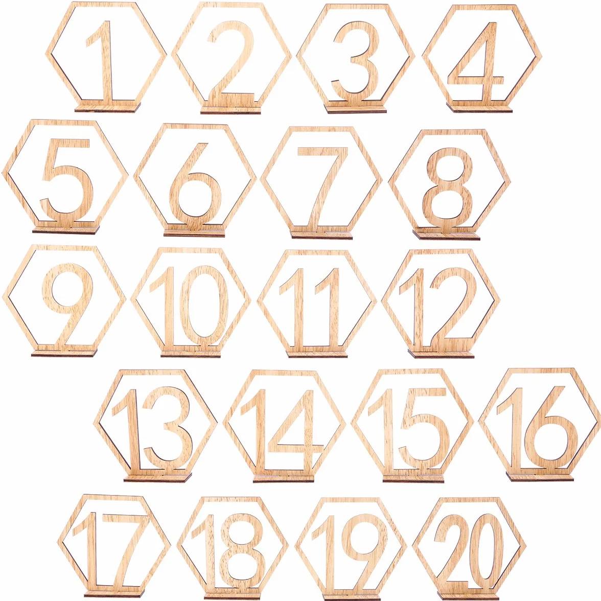 BESTOYARD Marque-Place Numéro de Table Hexagonale Bois 1-20, Déco Mariage Champêtre Réutilisable
