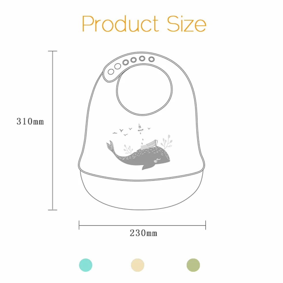 Atopo Lot de 3 Bavoir en Silicone d'alimentation étanche avec Ramasse-miettes pour Tout Petits Vert