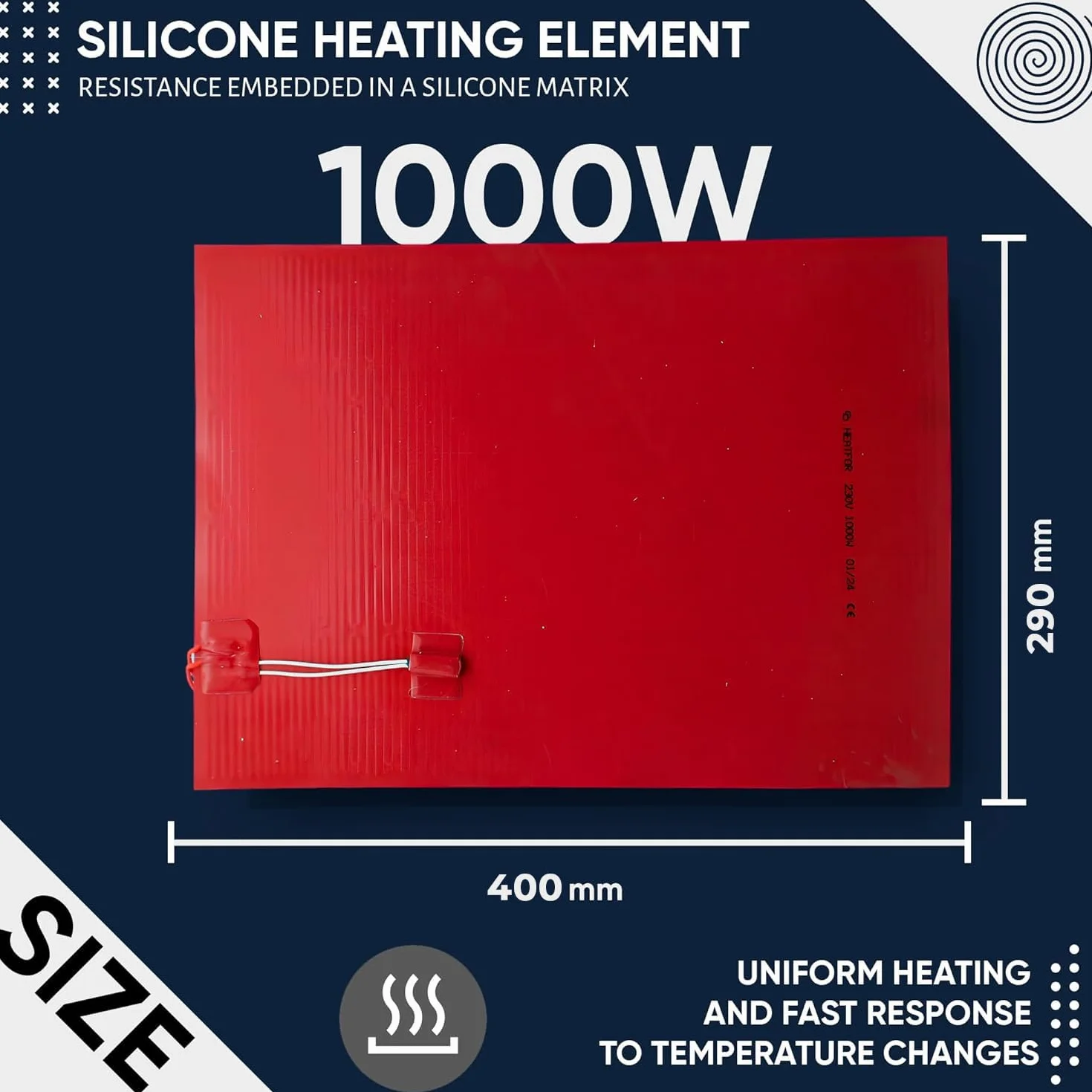 Coussin Chauffant Electrique Silicone 400x290mm 1000W 220V Resistance Chauffante