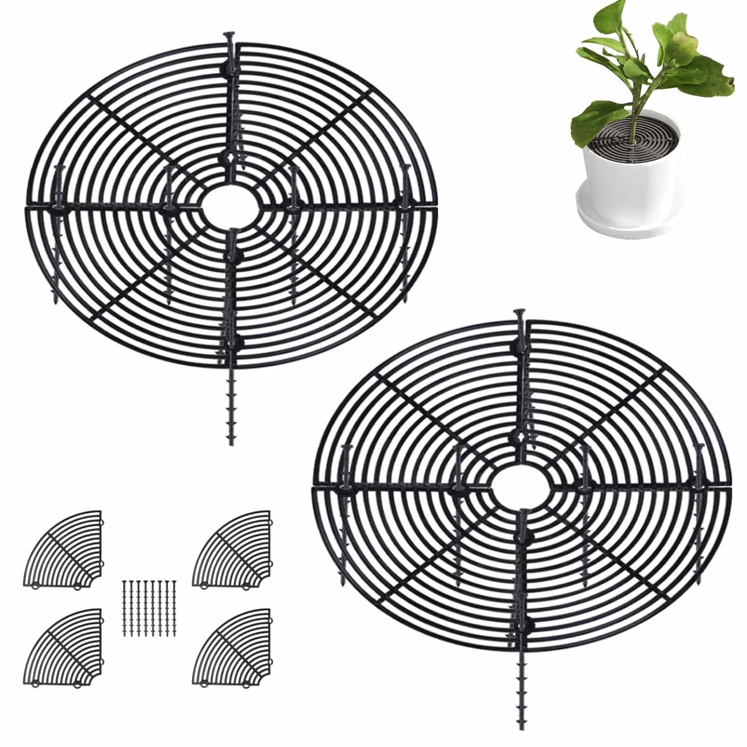 Grille Protection Plante 30 cm 2 pièces Protection Sol Pot Fleurs Anti Chats Enfants Animaux