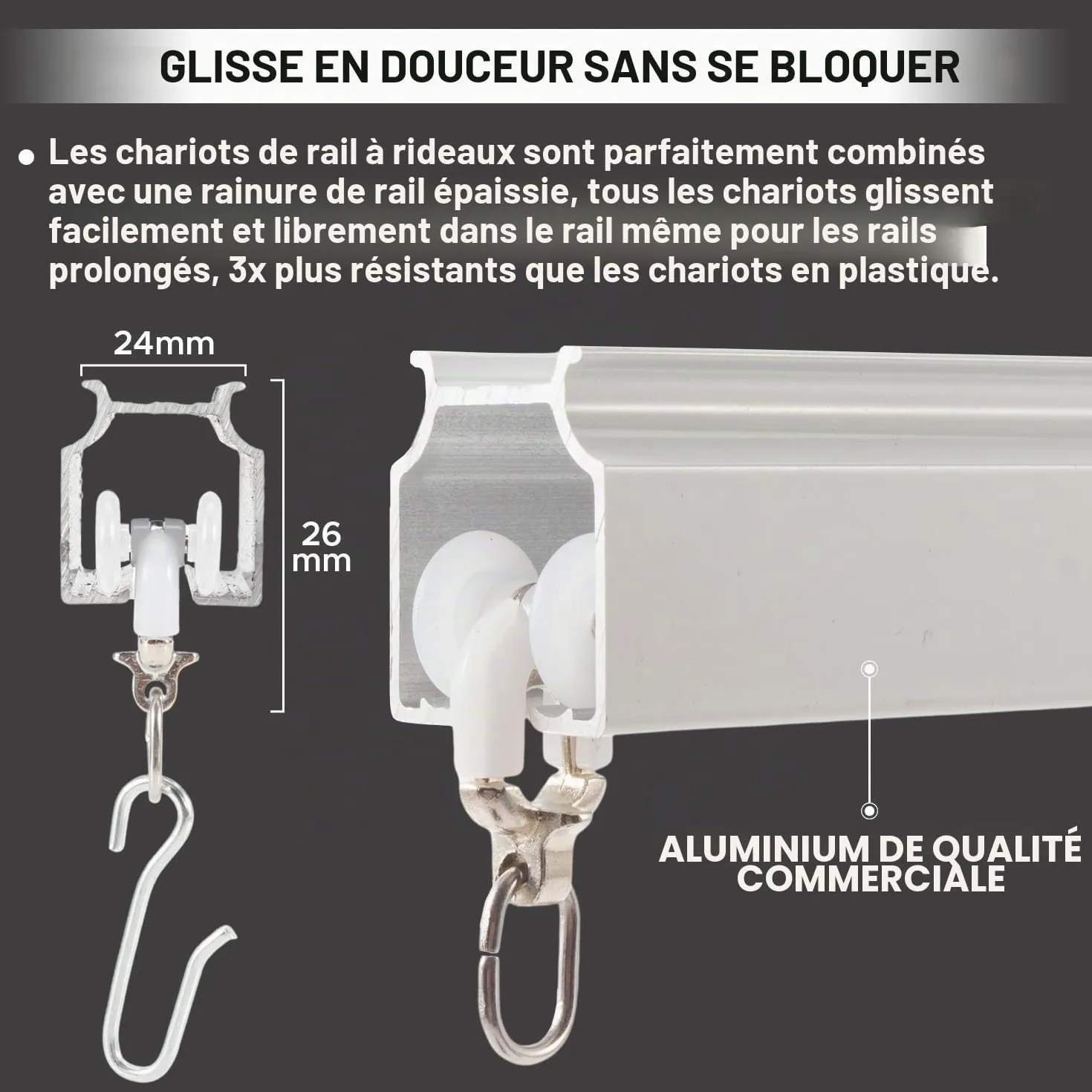 Rail de rideau de 2 mètres, rail de plafond pour rideaux, système de rails de rideaux à fixation murale ou plafond,Séparateur de pièce,Rail de rideau de plafond pour salon, chambre à coucher, douche