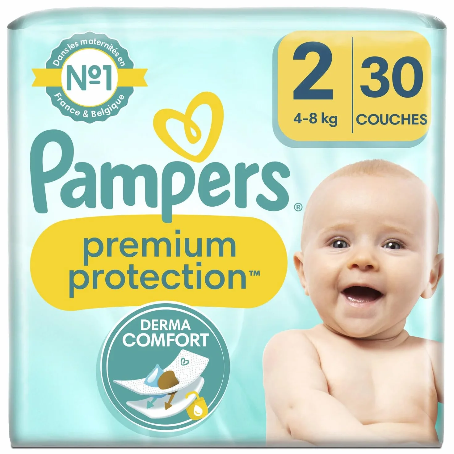 Pampers Couches Taille 2 4-8 kg Lot de 30 Peaux Sensibles