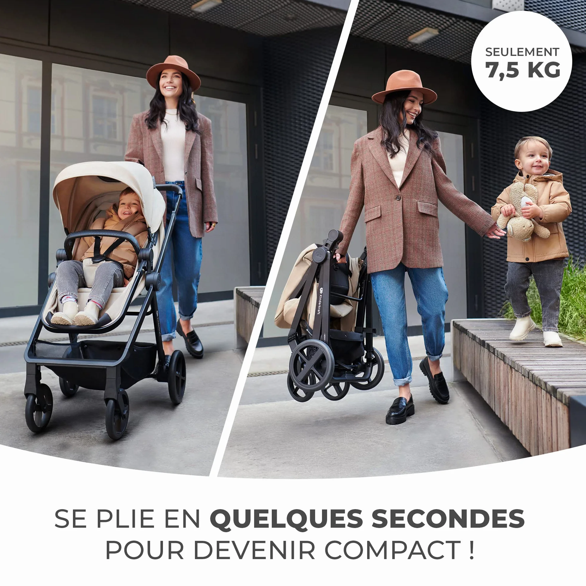 Kinderkraft NEWLY 3 en 1 Poussette Trio Système de Voyage avec Siège Auto MINK PRO I-Size 360°, Noir