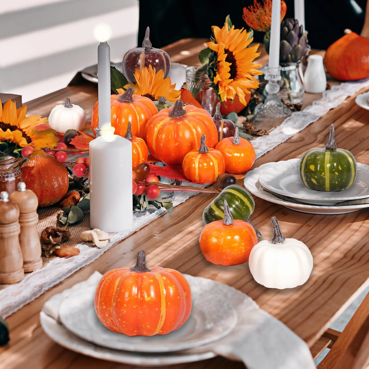 Citrouilles Artificielles 162 Pièces Décoration Automne Halloween Thanksgiving