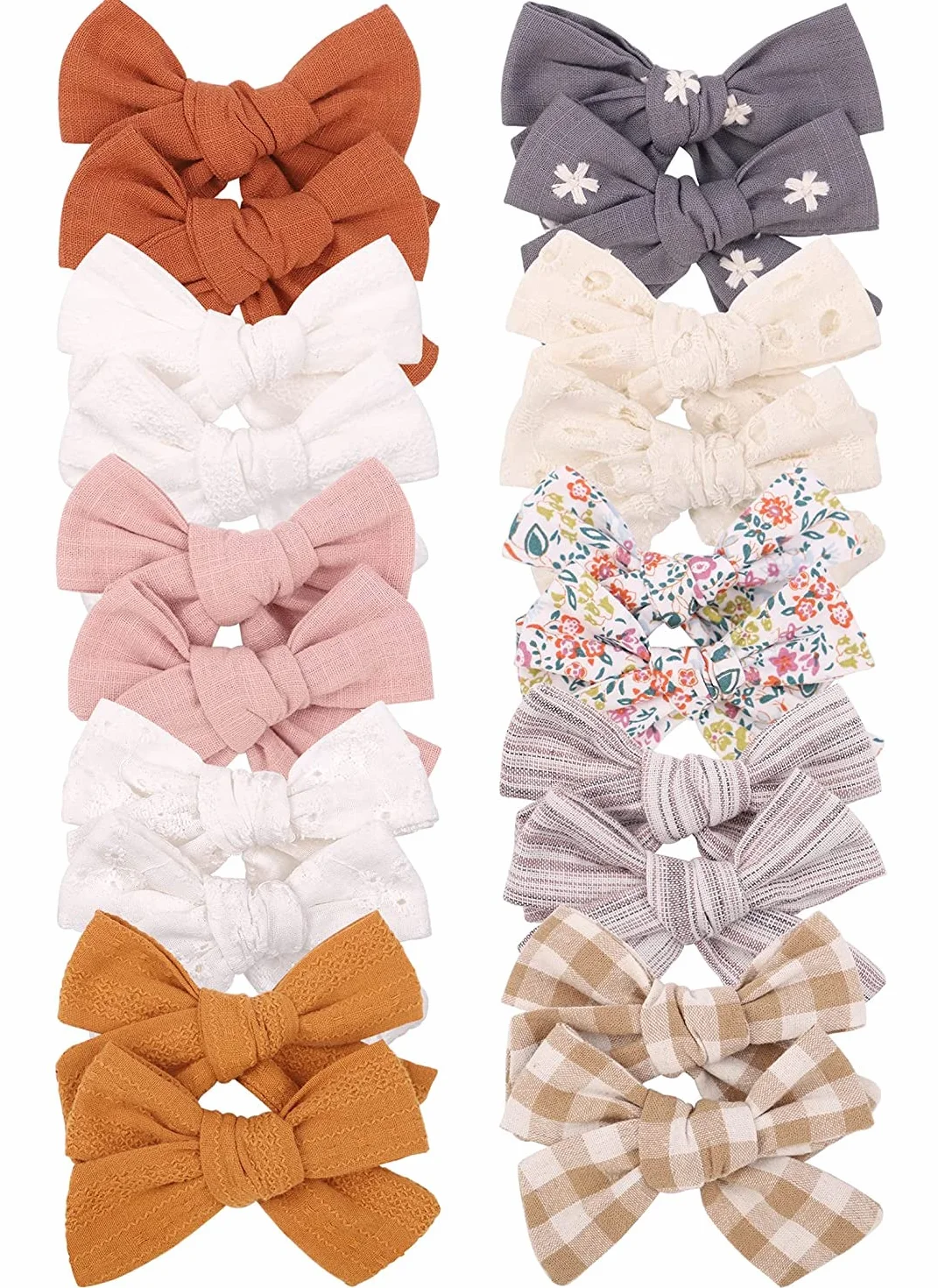 Pince à cheveux en lin pour bébé fille 3,6 pouces 20 pièces 10 couleurs