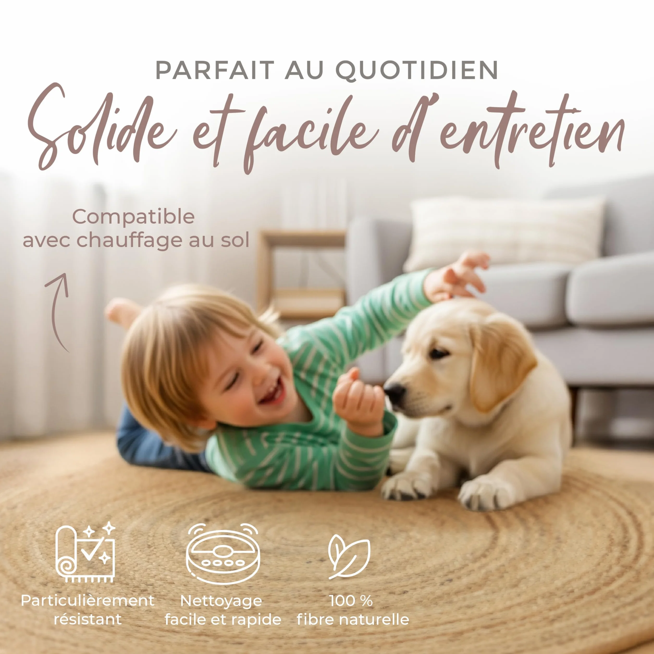 Tapis de Jute Nele Ronde Beige Ø 60 cm