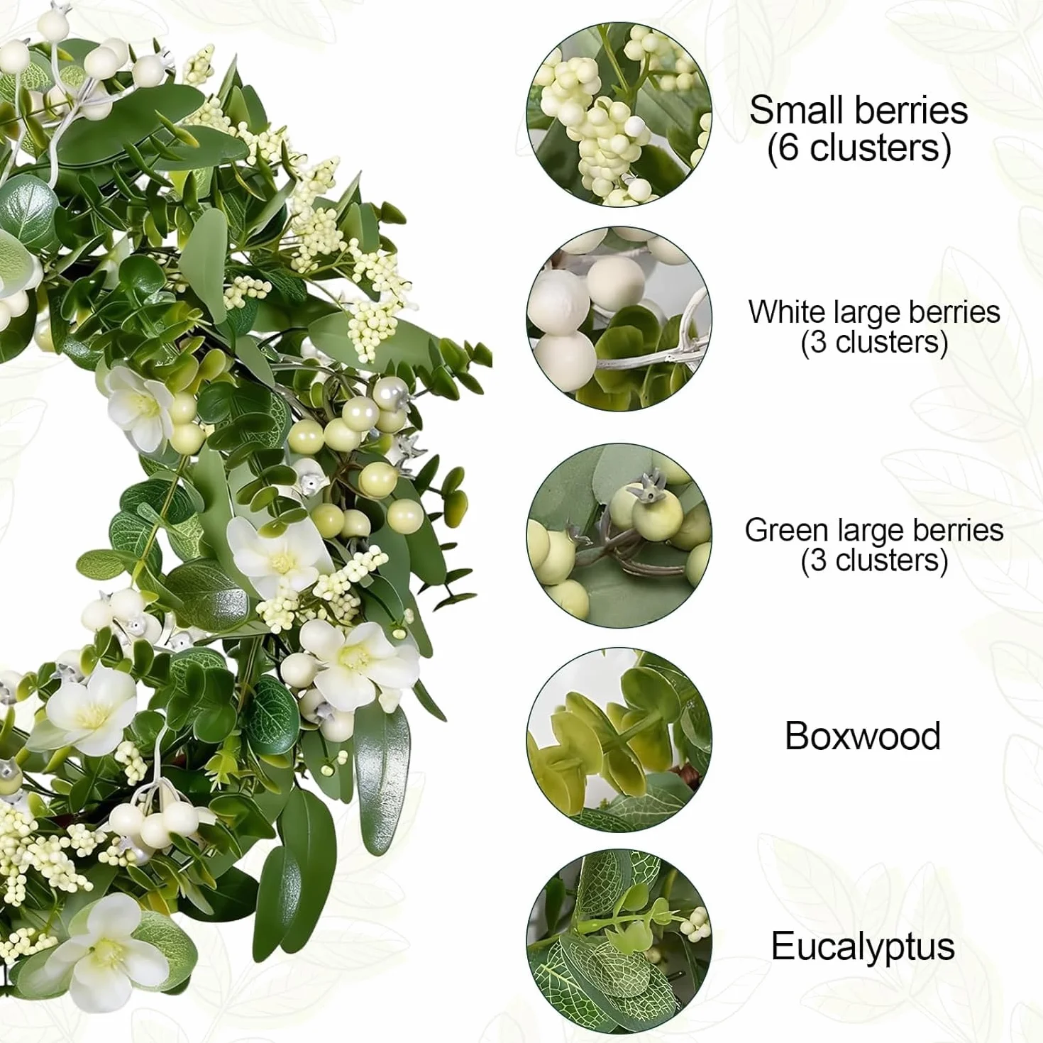 Couronne d'Eucalyptus Artificielle 46 cm pour Décoration de Porte
