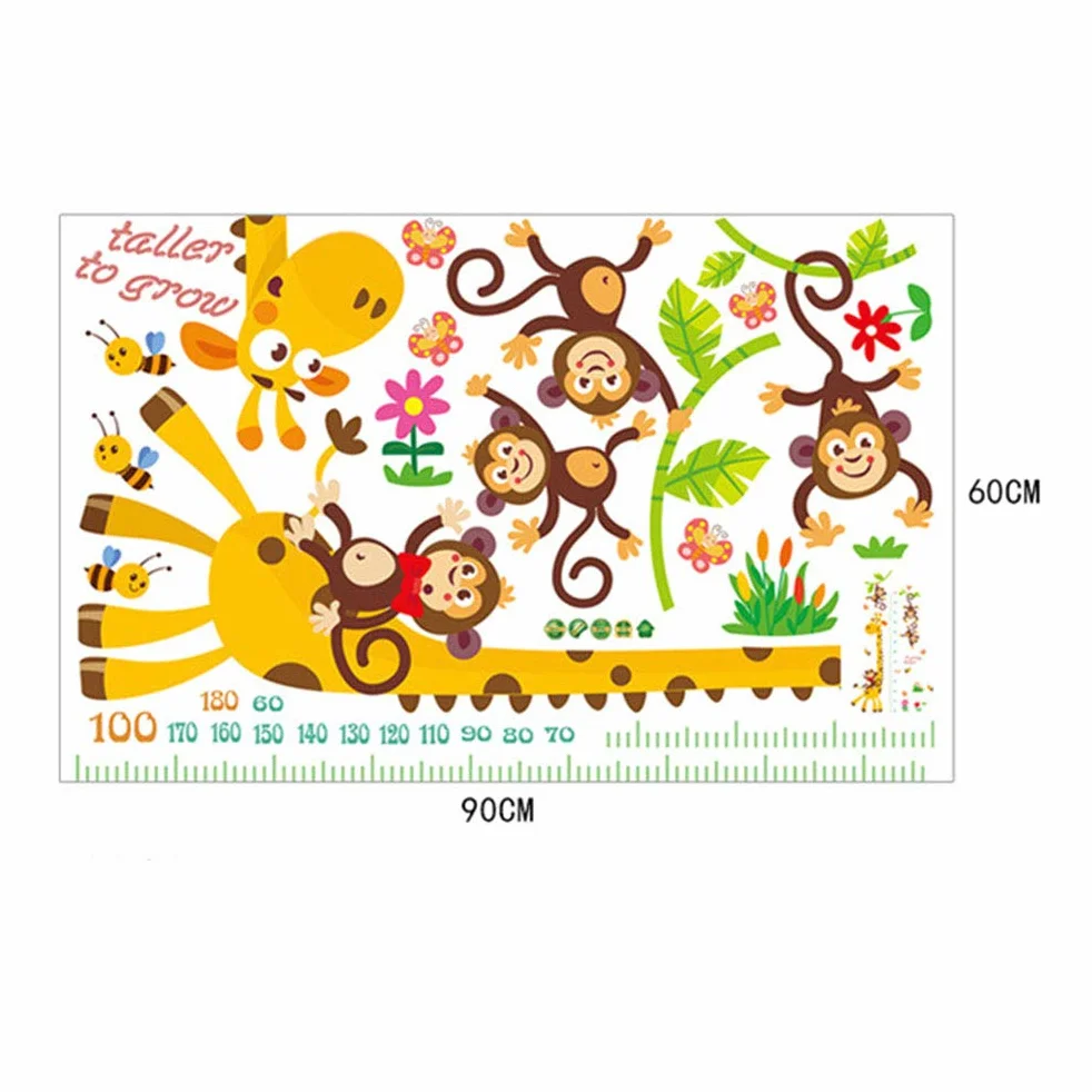 Autocollant Toise Murale Dessin Animé Croissance Hauteur Enfant