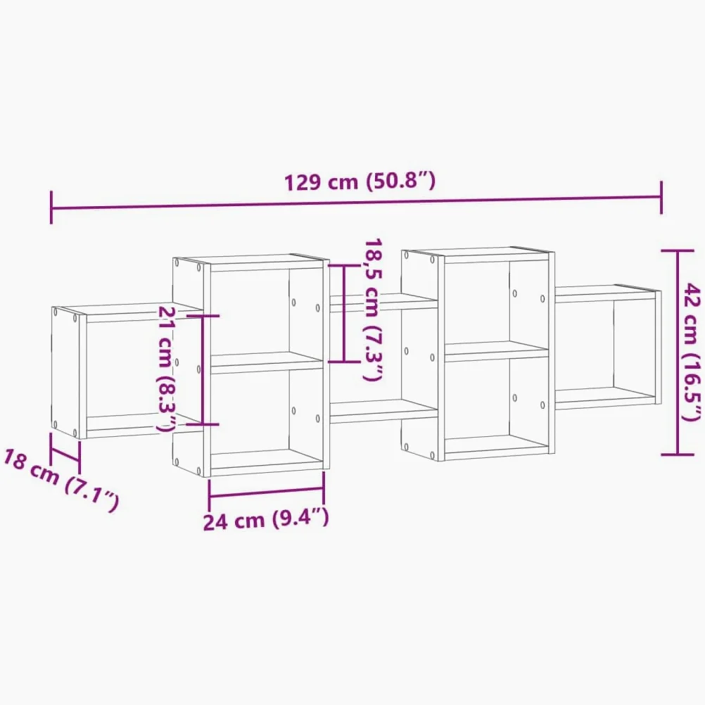 vidaXL Étagère Murale chêne Sonoma 129x18x42 cm Bois d'ingénierie