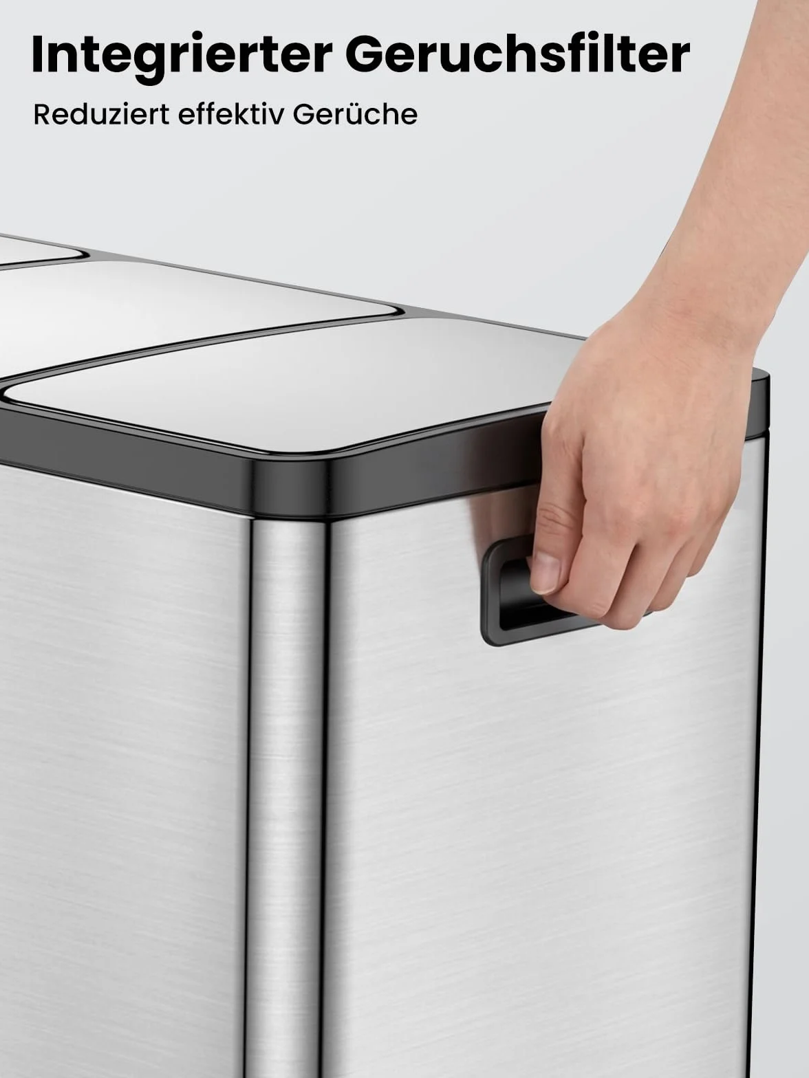 Poubelle Cuisine 54L Inox 3 Compartiments Tri Sélectif à Pédale Soft Close