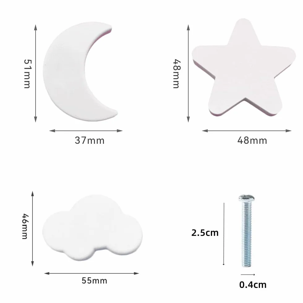 Boutons de tiroir pour enfants Star Nuages Lune Étoile Armoire Placard 9 Pièces Rose