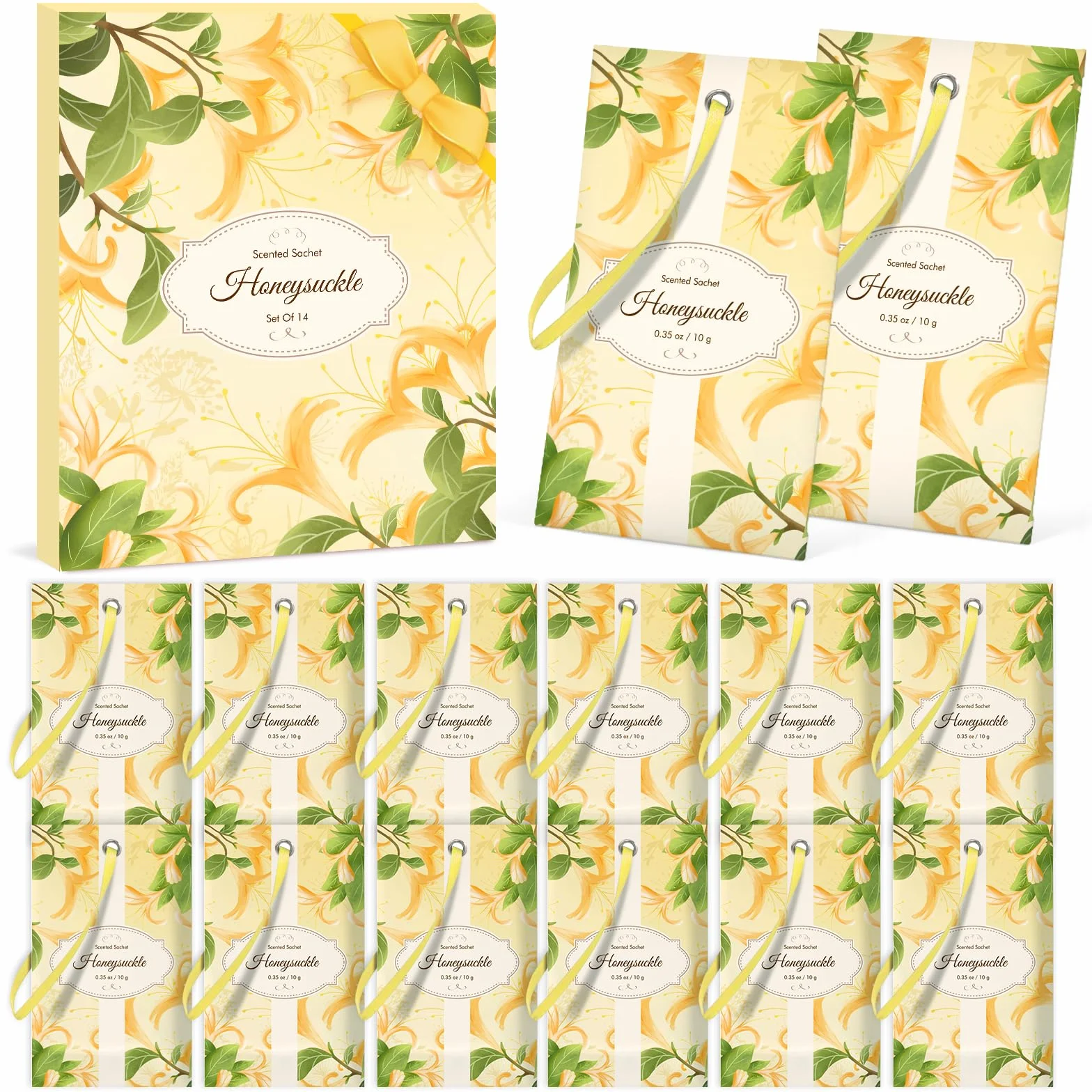 SCENTORINI Sachets Parfumés Chèvrefeuille, 14 sachets, Parfum Longue Durée