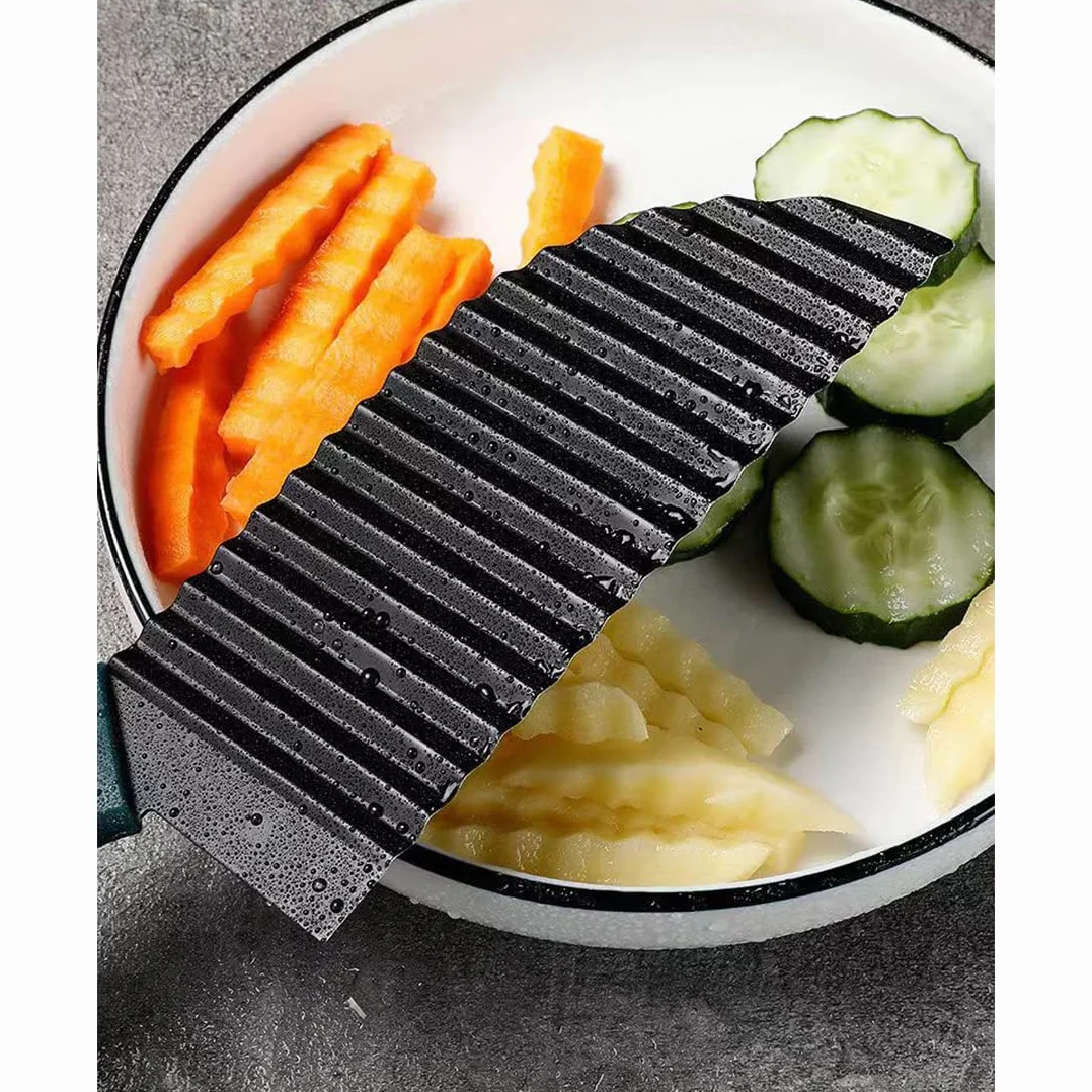 Couteau à Frites en Acier Inoxydable 304, Trancheuse Ondulée
