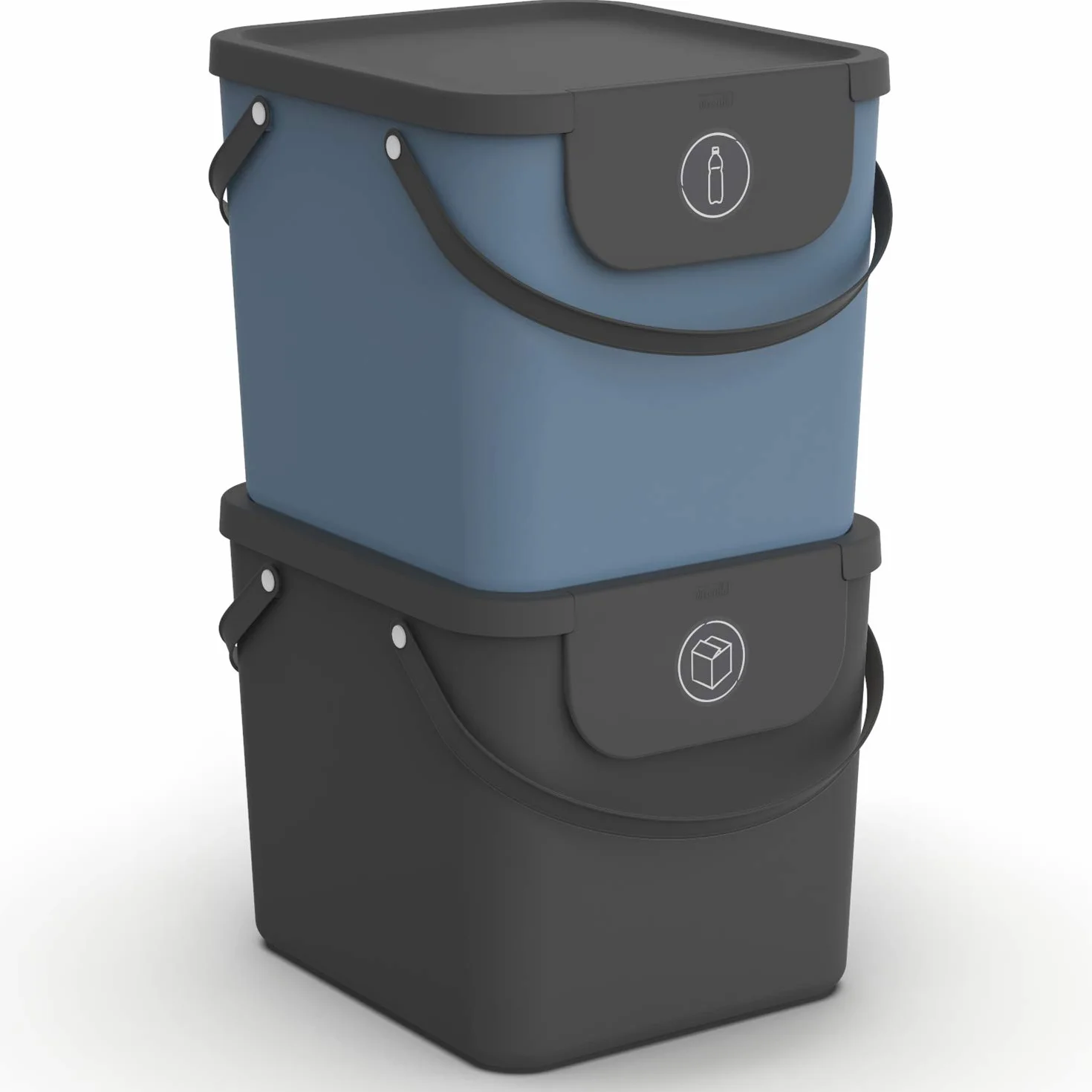 Rotho Albula Jeu de 2 systèmes de tri des déchets 40l Plastique sans BPA anthracite bleu