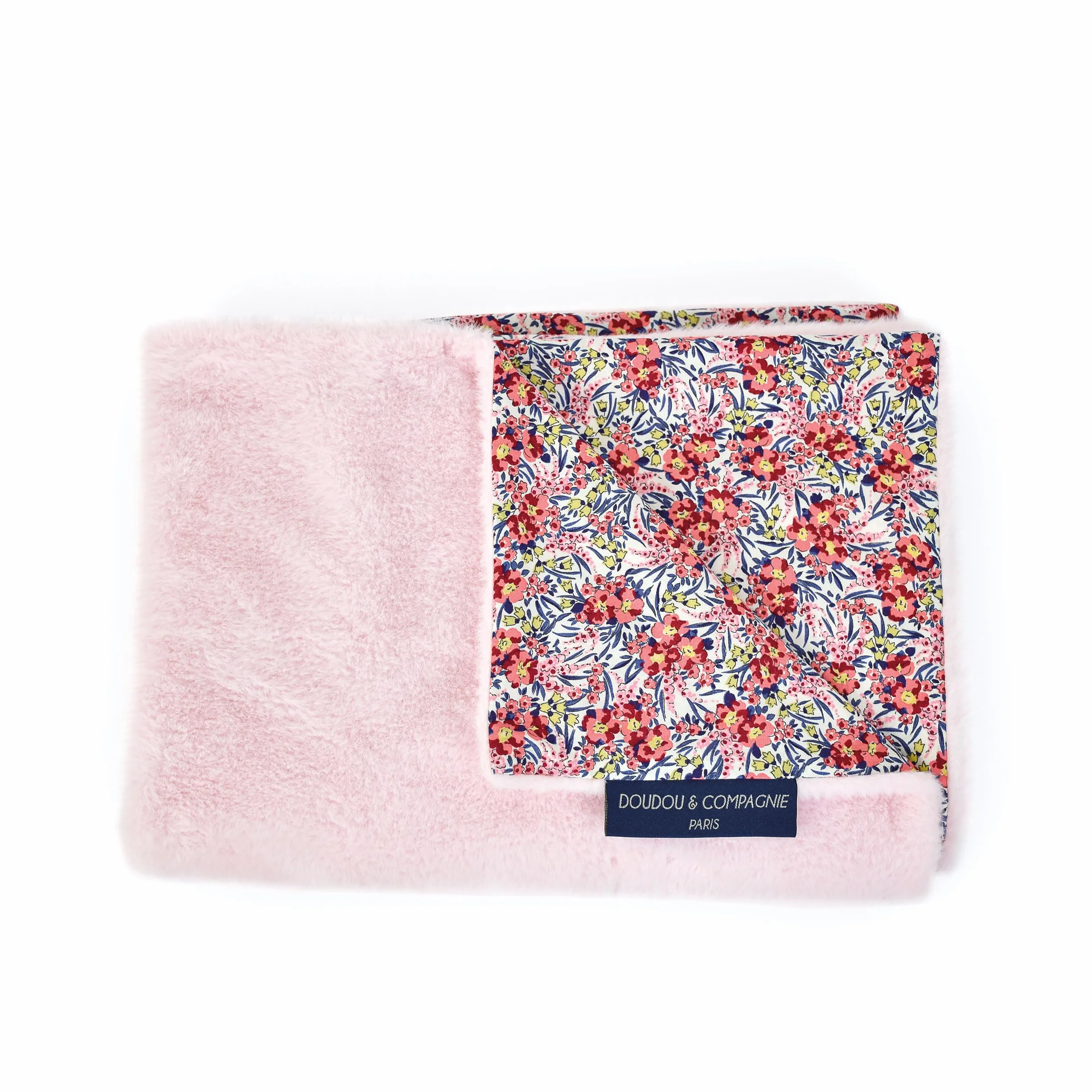 DOUDOU ET COMPAGNIE Plaid Douceur Rose Fleuri 70 x 100 cm 100% Coton Peluche Bébé