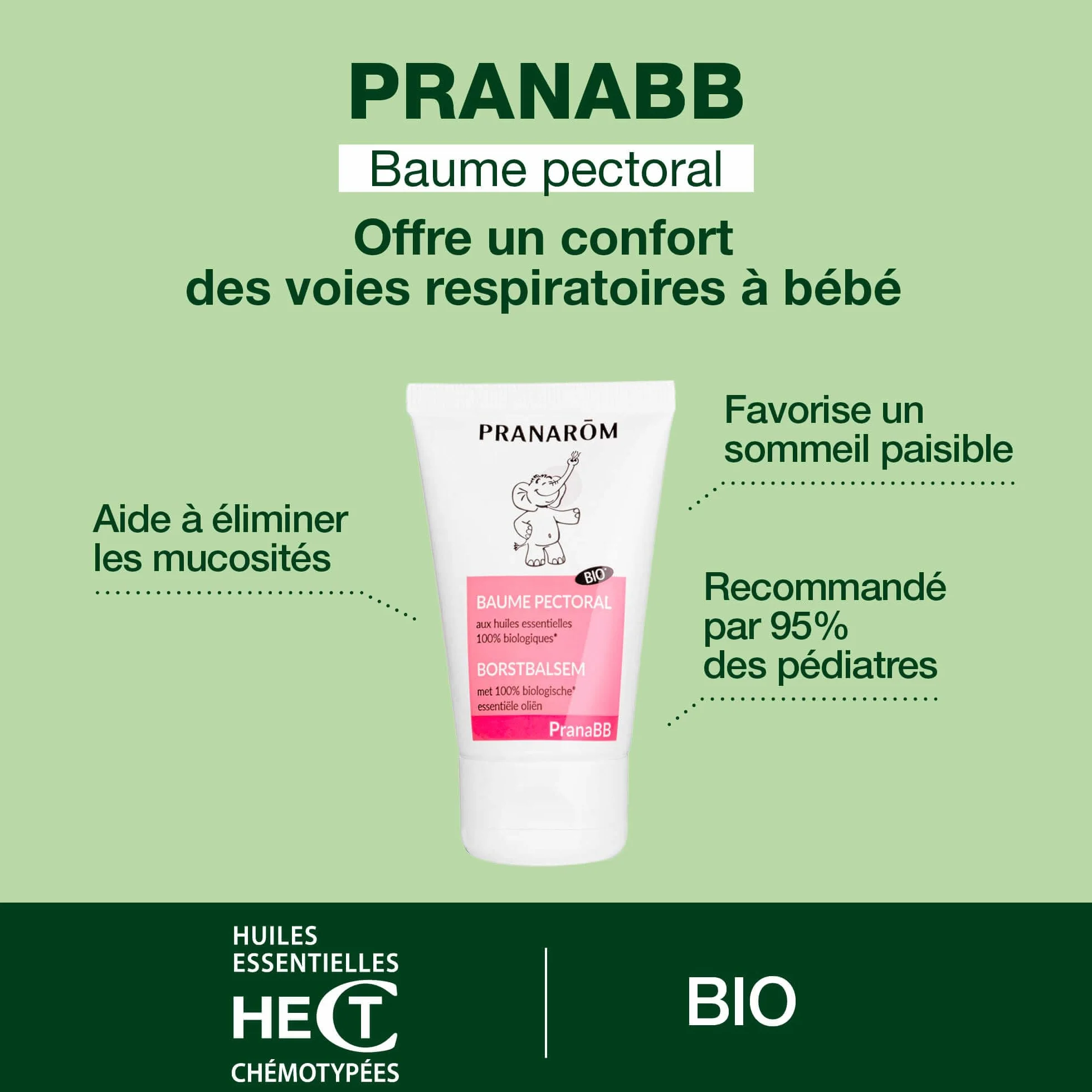 Pranarôm Baume Pectoral Bébé Huiles Essentielles Bio Vanille Madagascar 40 ml