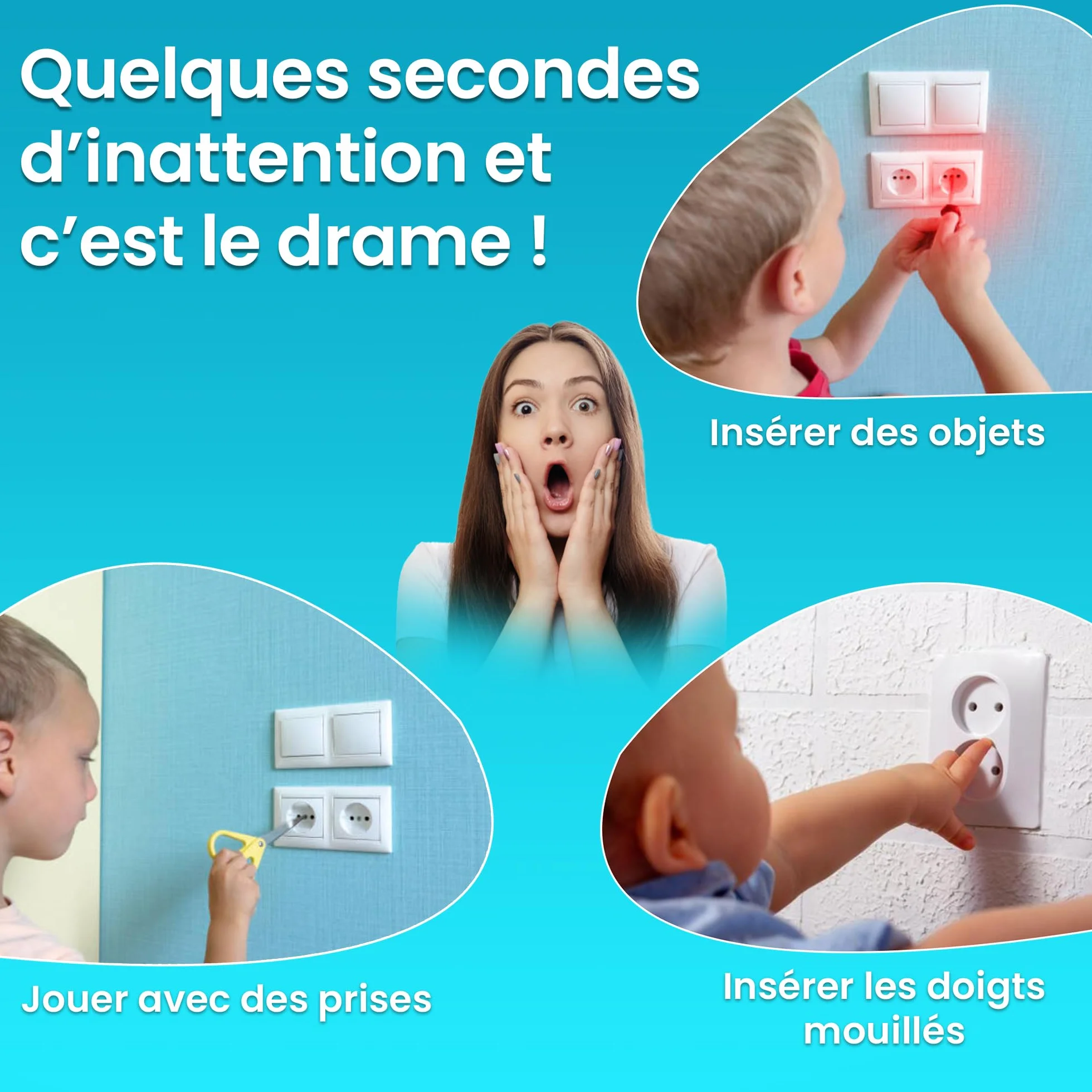 KEBYCO Paris Cache Prise Bébé Automatique Universel 16 Pcs Sécurité Électrique Enfant Anti Poussière Étanche