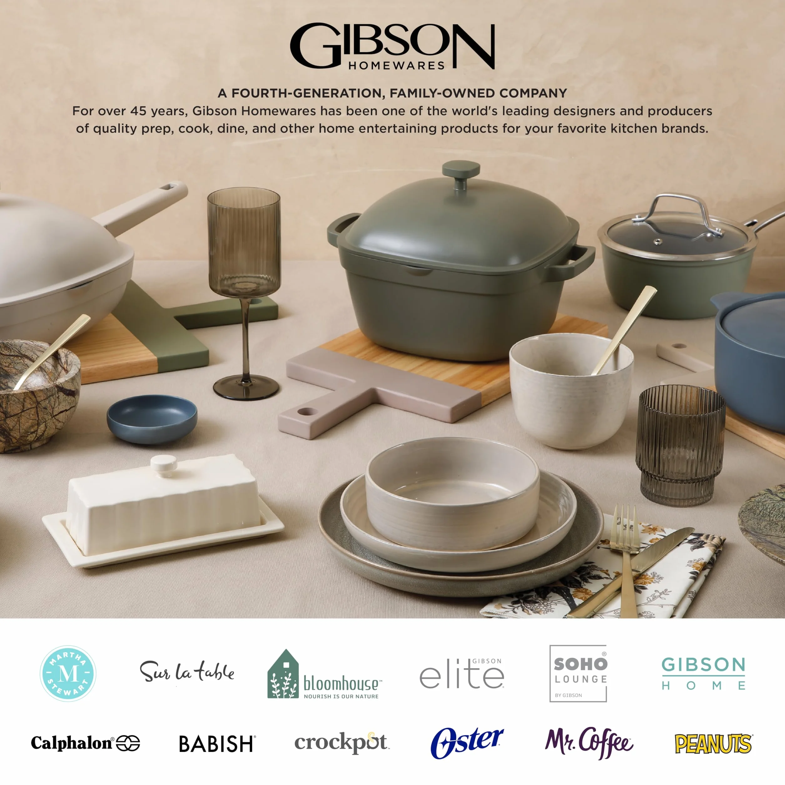 Gibson Soho Lounge Service de table rond 16 pièces Taupe