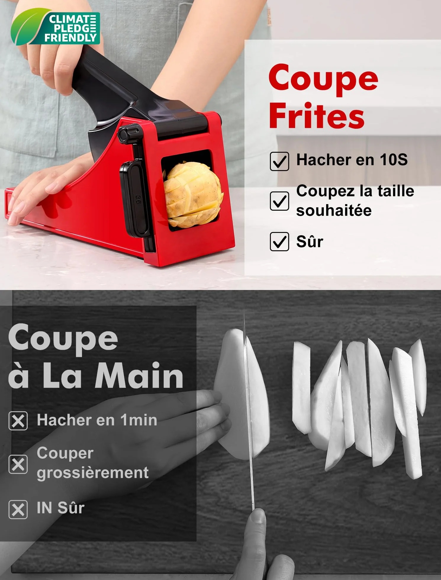 Coupe-Frites et Légumes Manuel Geedel, Facile à Nettoyer pour Cuisine