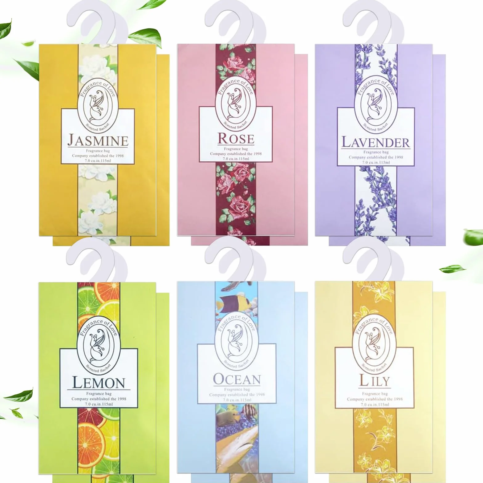 Sachet Parfumé Armoire Parfum Garde Robe avec Crochet Répulsif Mites 12 sachets 6 parfums