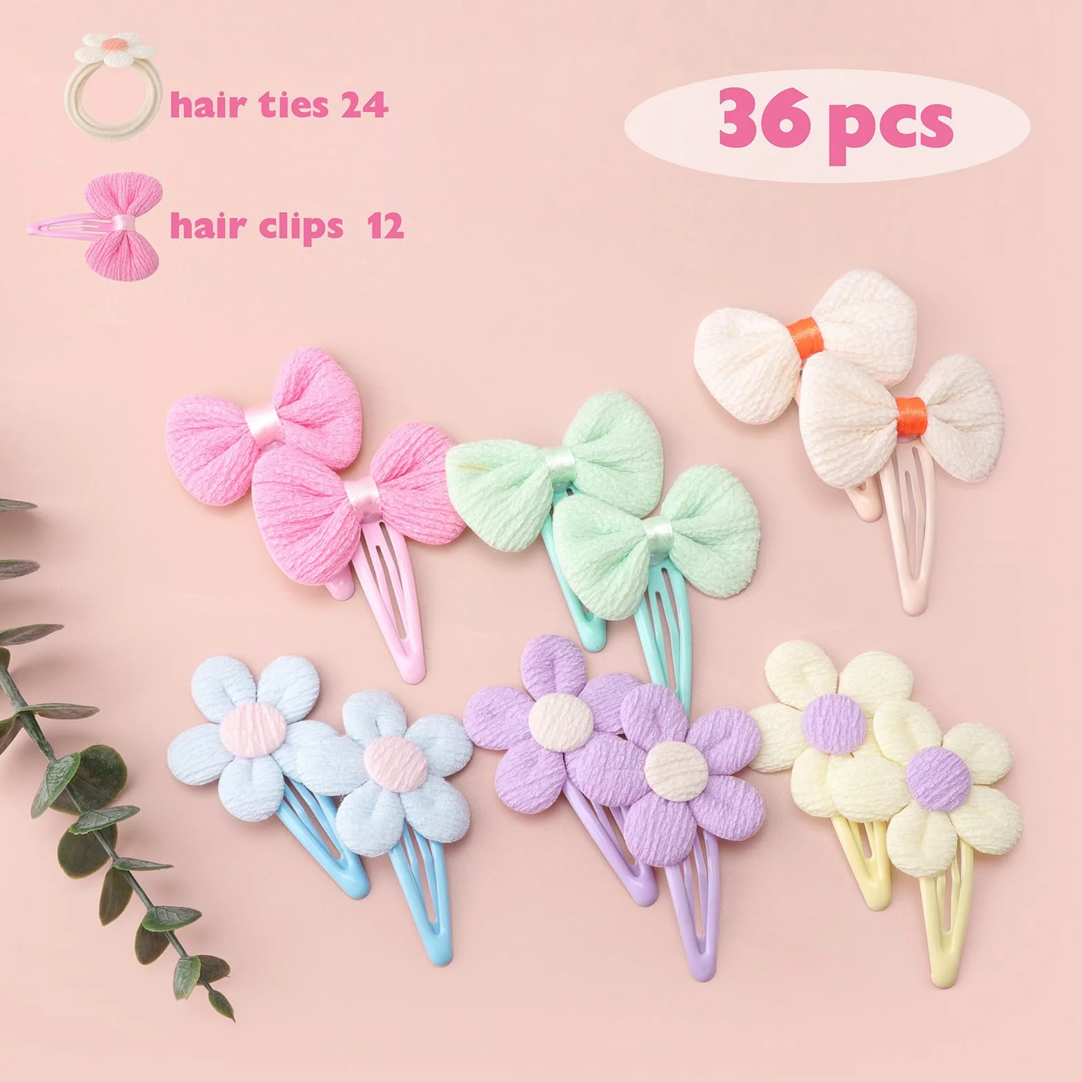 Accessoires de Cheveux pour Filles Doux Sans Couture Arcs Fleurs Pinces Bandeau Élastique Queue de Cheval Tout-petits