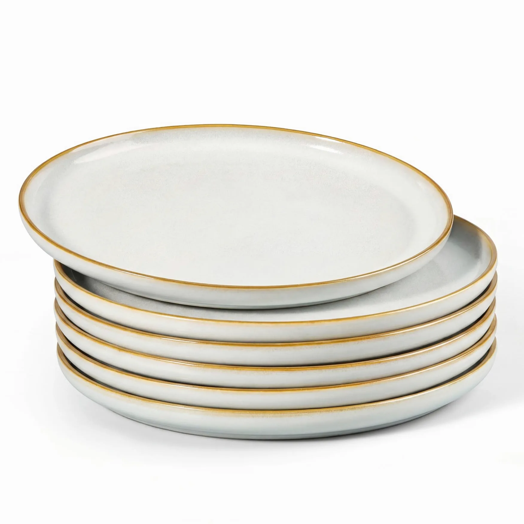 HaWare Lot de 6 grandes assiettes rondes en céramique émaillée réactive de 26,7 cm pour maison, restaurant, résistantes aux éclats et aux rayures, passent au micro-ondes et au lave-vaisselle, blanc